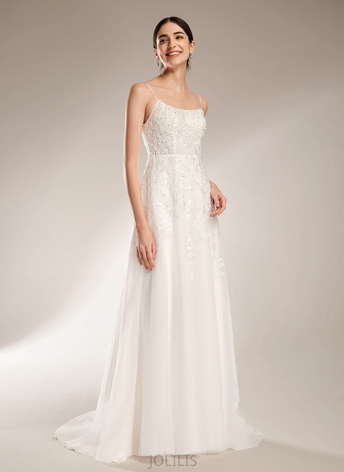 Court Square Sequins Train Wedding Pancy A-Line Wedding Dresses Beading With Dress Neckline