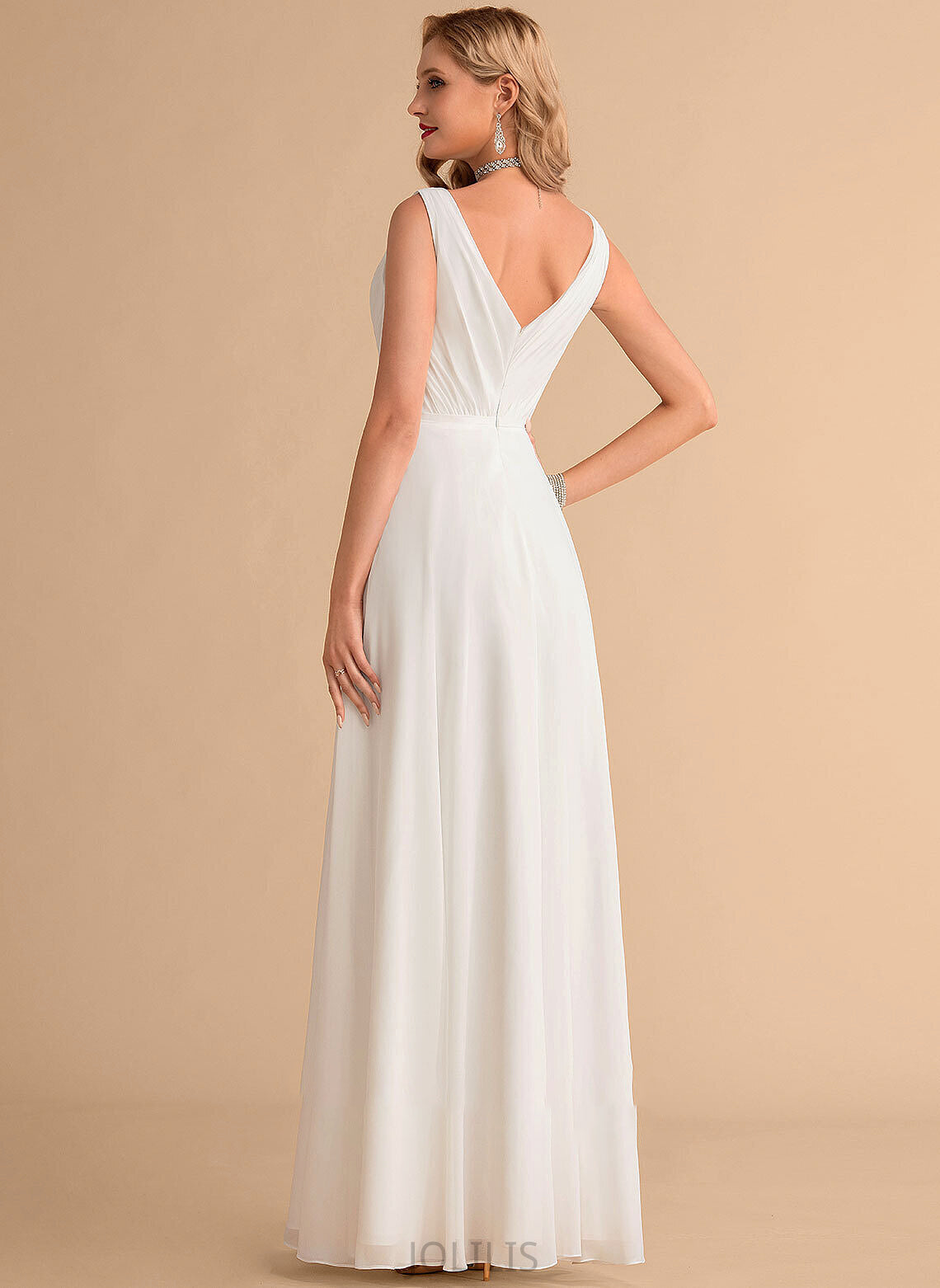 Dress Skye A-Line Wedding Dresses Floor-Length Wedding V-neck With Ruffle Chiffon