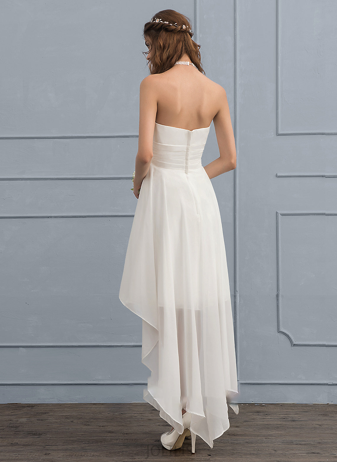 Sweetheart Asymmetrical Chiffon With Wedding A-Line Dress Xiomara Ruffle Wedding Dresses