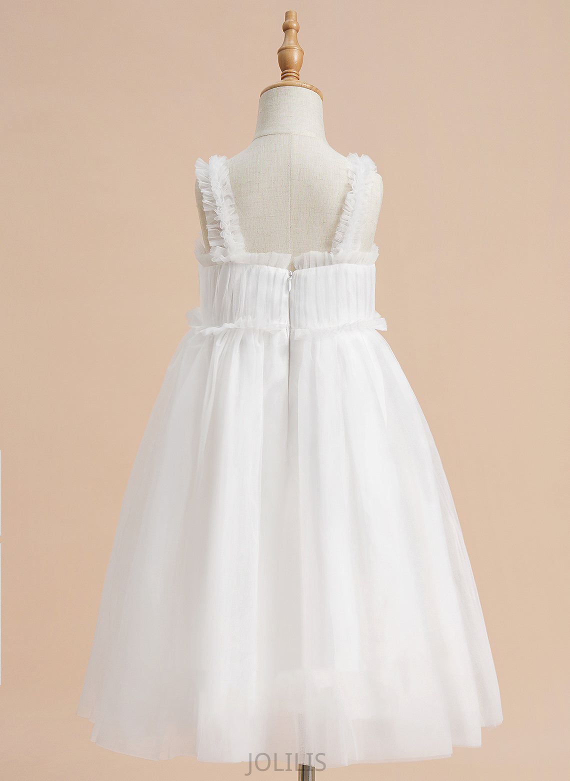 Tulle Flower Knee-length Dress Flower Girl Dresses Square Maia Neckline - Sleeveless A-Line Girl