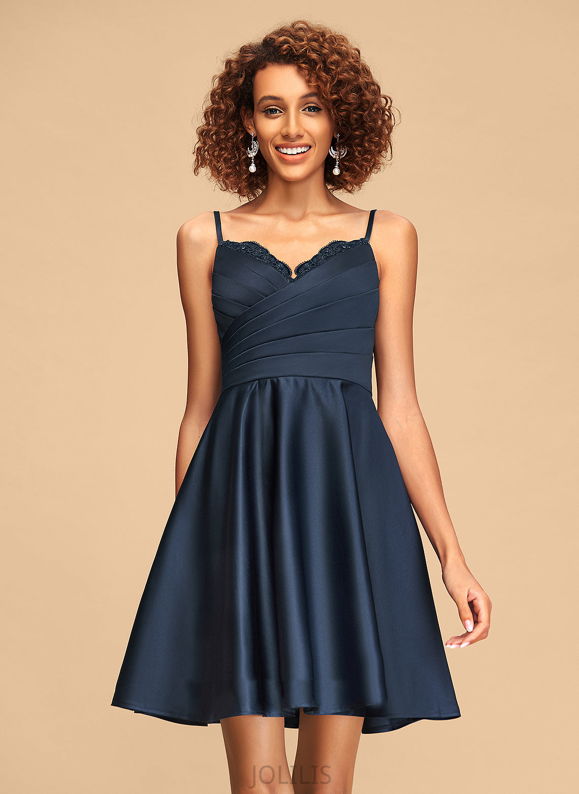 Dress Homecoming With Homecoming Dresses A-Line Beading Sequins Ruffle V-neck Short/Mini Satin Azul