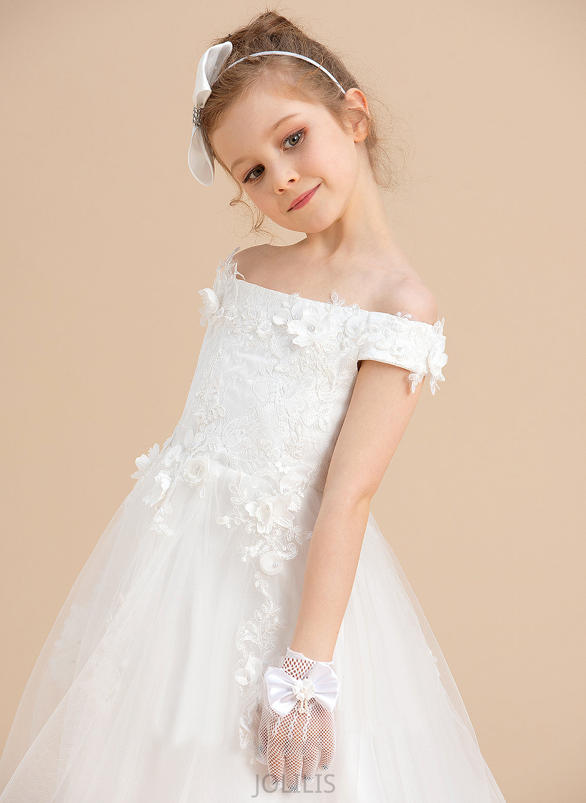 With Off-the-Shoulder Flower Dress Sweep Flower Girl Dresses Girl - Flower(s) Ball-Gown/Princess Tulle/Lace Karsyn Train Sleeveless