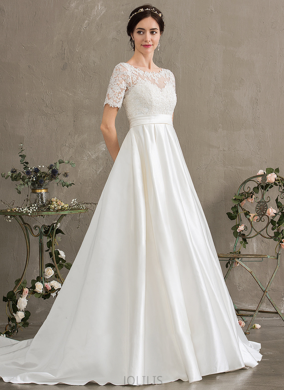 Neck Ball-Gown/Princess Pockets Wedding Dresses Court Dress Beading Sequins Scoop With Satin Train Wedding Isis