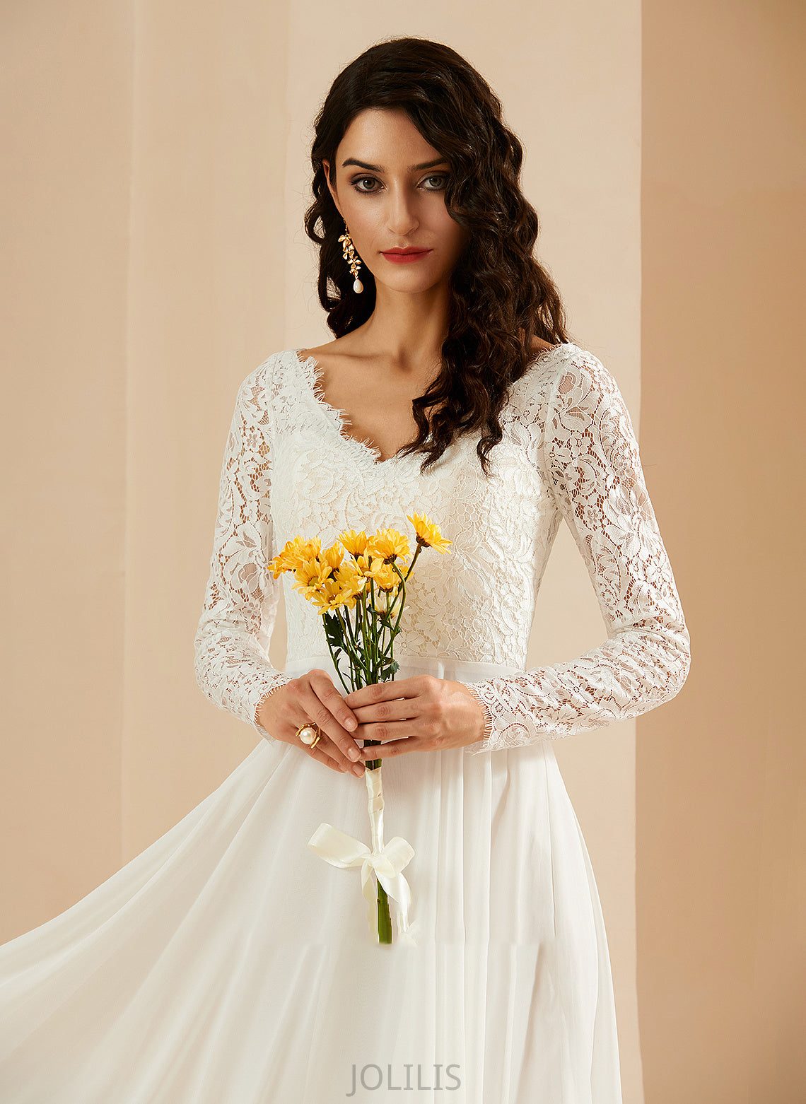 Sweep Alicia Train Wedding V-neck A-Line Lace With Dress Wedding Dresses