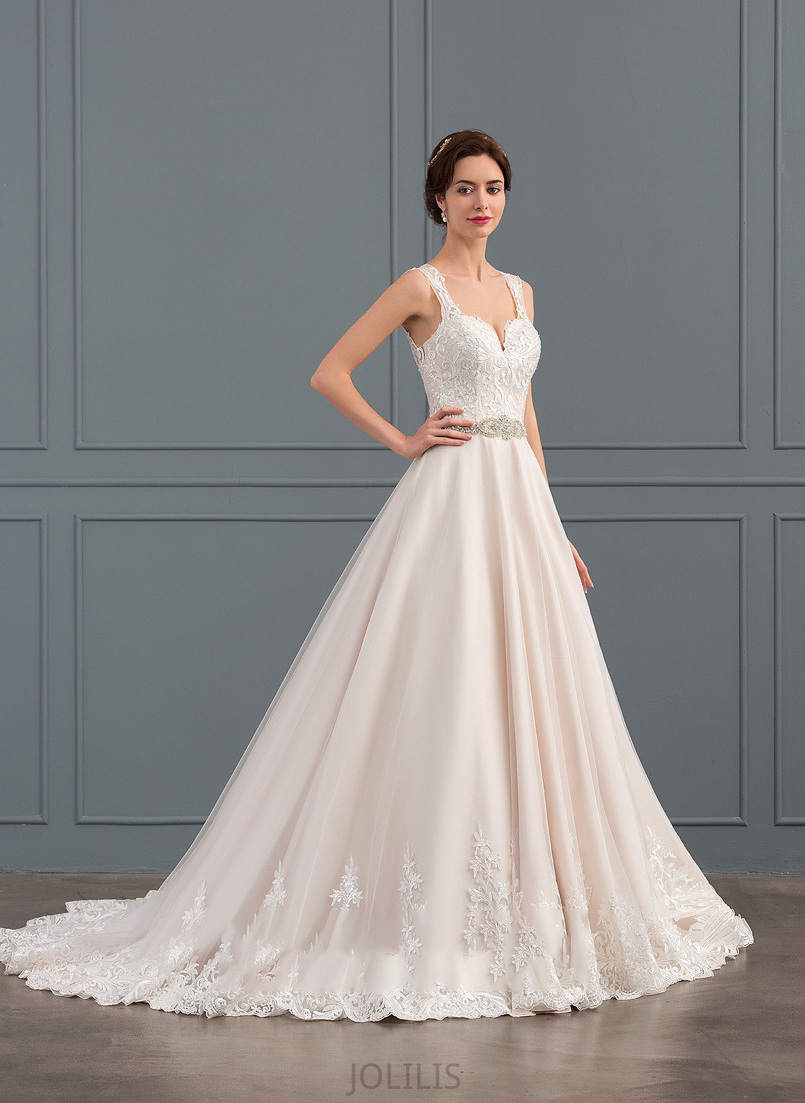 Train Beading Sanaa Wedding Dresses Tulle With Sweetheart Ball-Gown/Princess Wedding Dress Lace Court