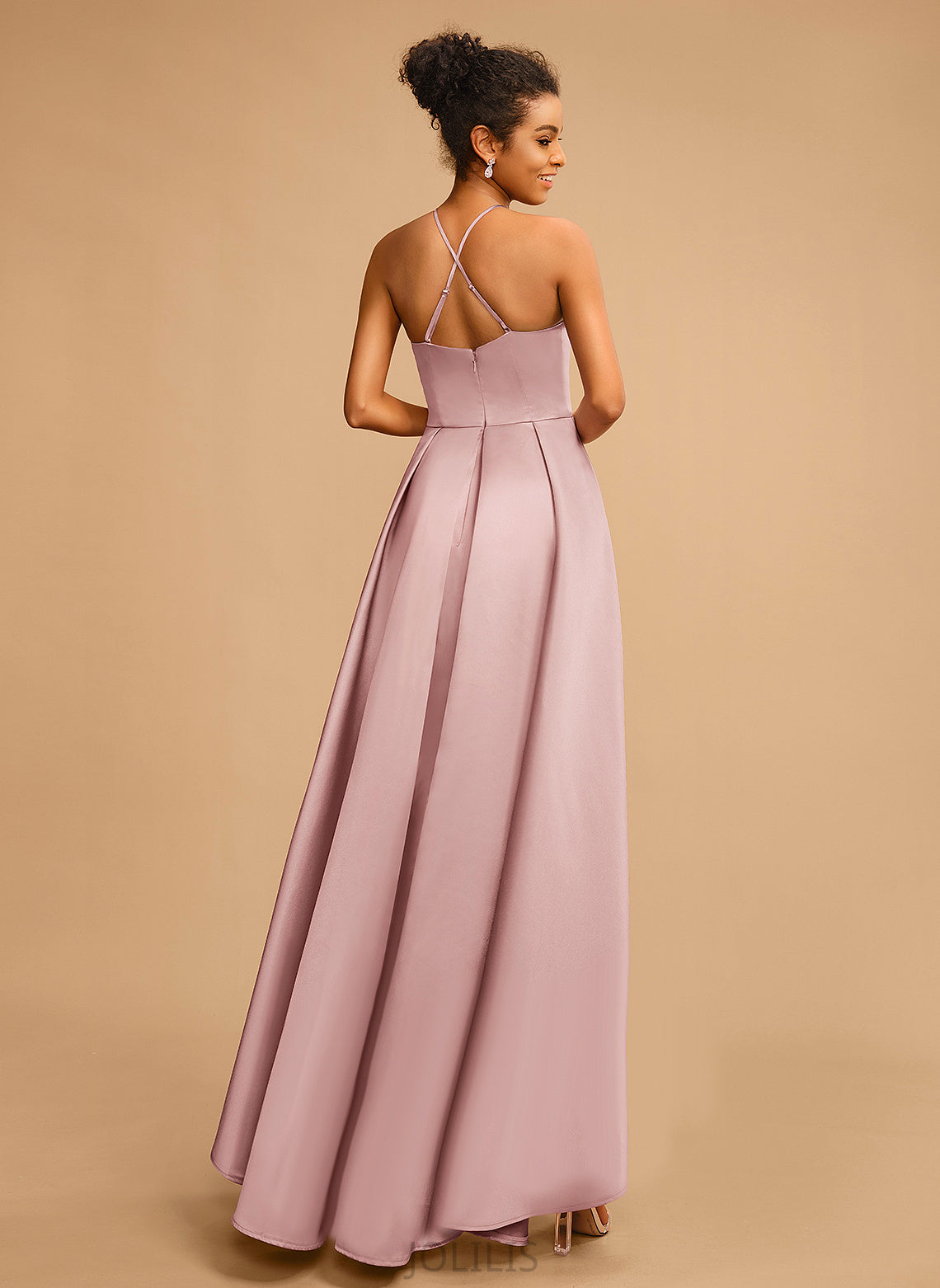 Square A-Line Asymmetrical Prom Dresses Mikayla Satin