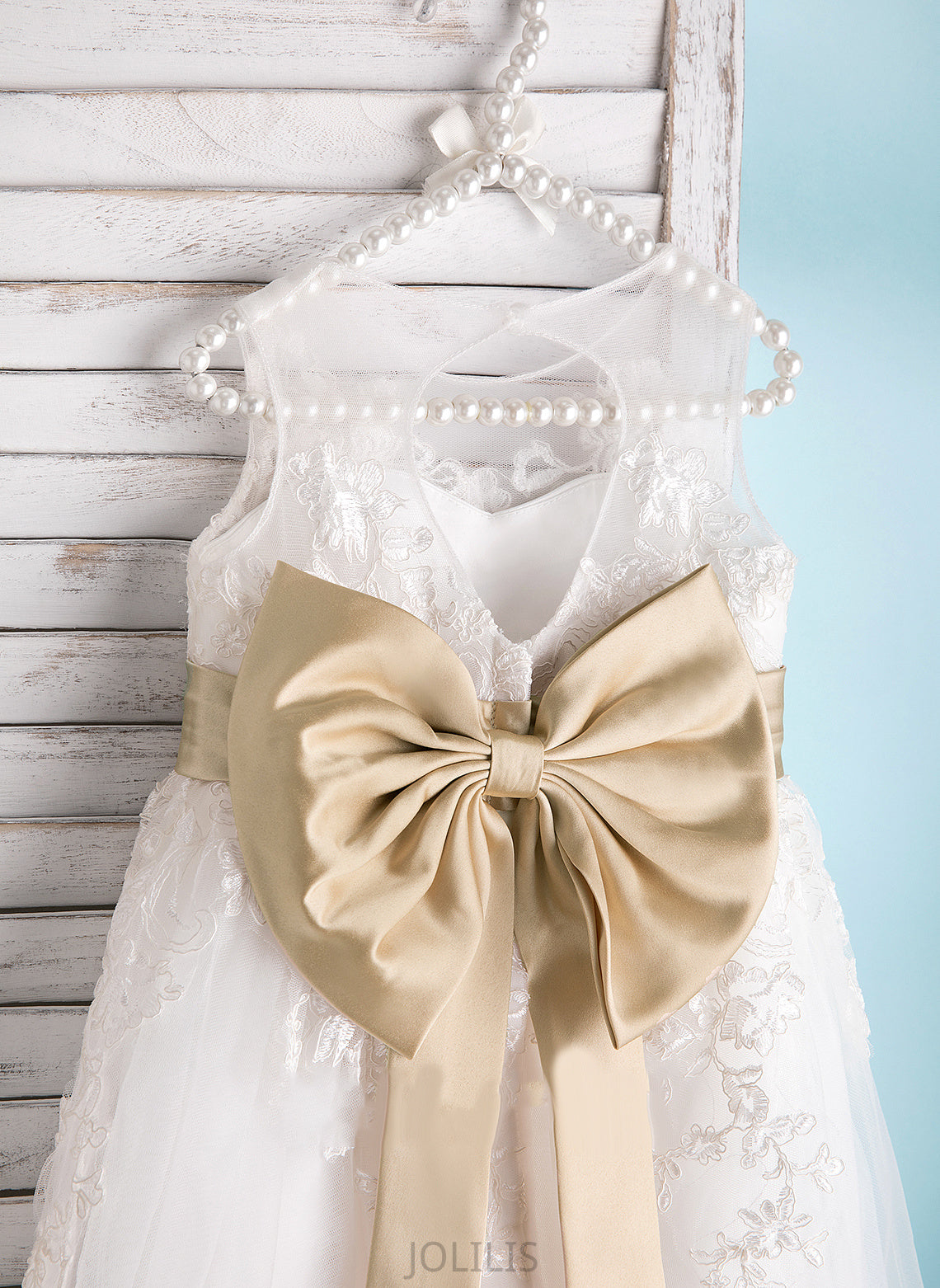 Dress - Scoop With Flower Girl Dresses Flower Girl Ankle-length Nevaeh A-Line/Princess Sleeveless Sash/Bow(s) Satin/Tulle/Lace Neck