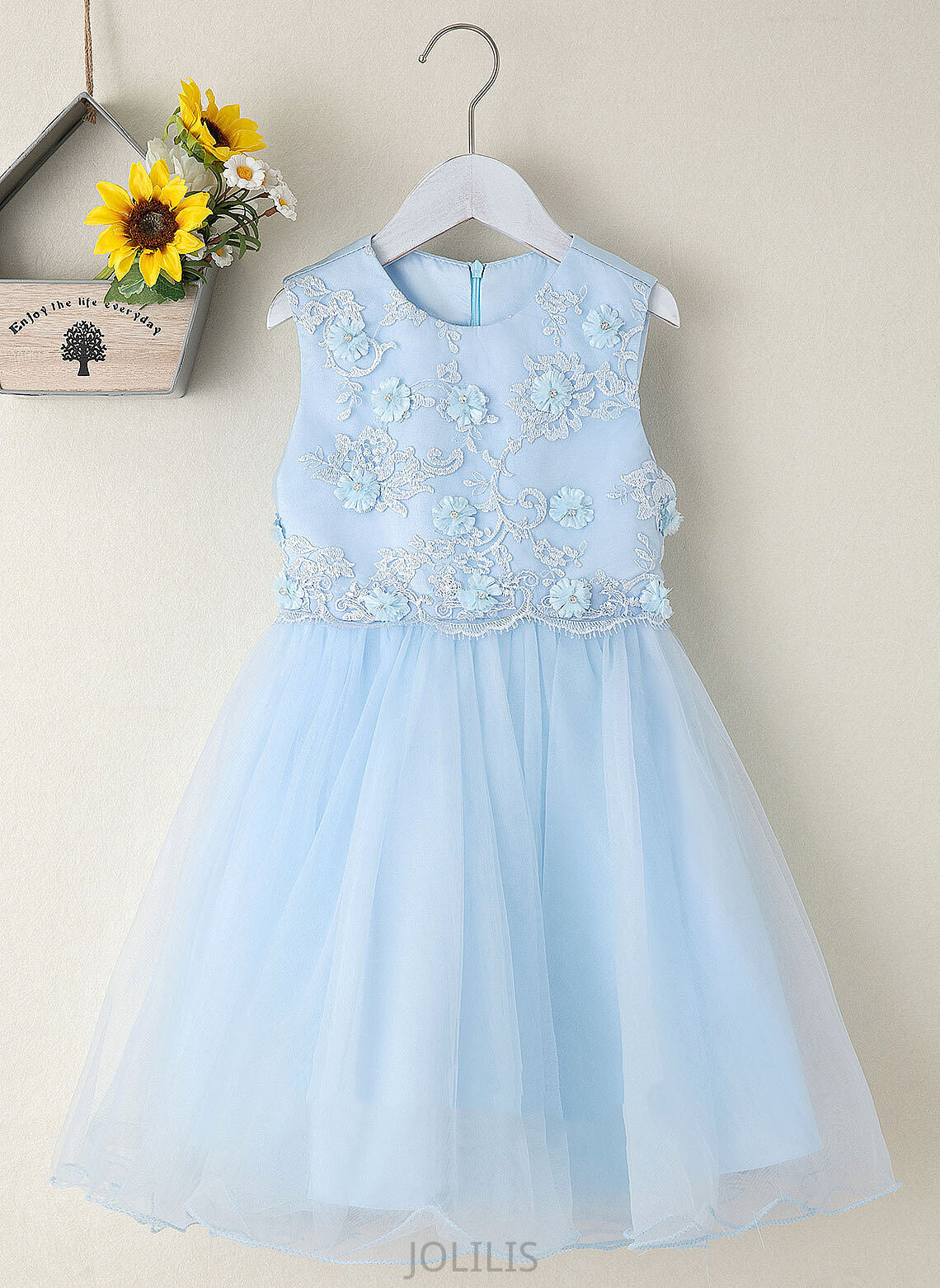 Flower Knee-length Sleeveless Scoop With - Neck Girl Flower(s) Tulle/Lace Flower Girl Dresses Dress Harper A-Line