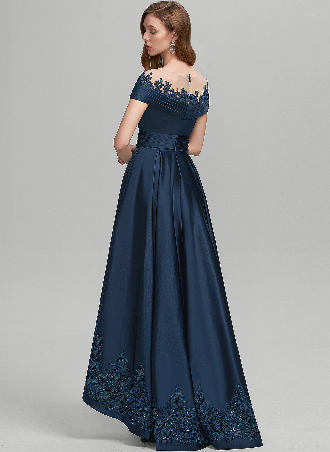 With Satin Alessandra Prom Dresses Asymmetrical Scoop Sequins Lace Ball-Gown/Princess