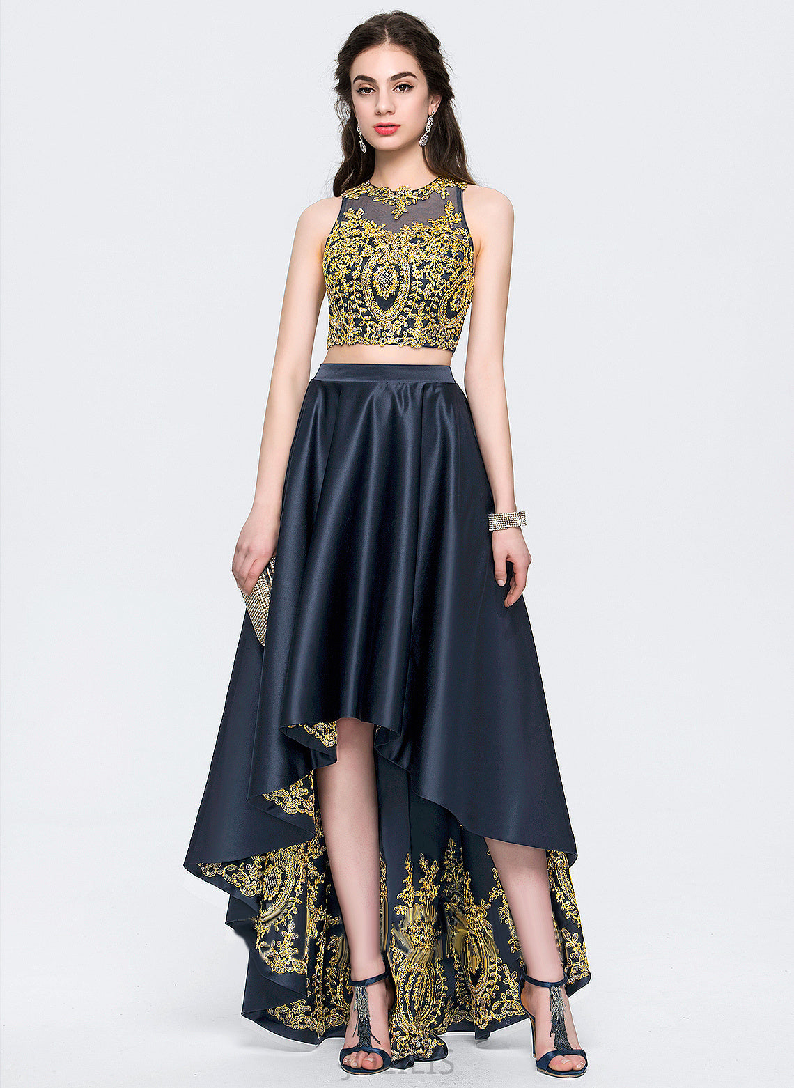 Asymmetrical Prom Dresses Sequins Beading A-Line Scoop Asia With Satin