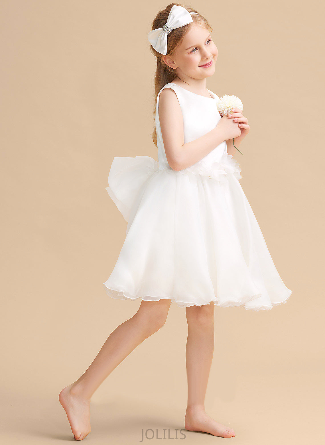 Eileen Sleeveless Organza Dress Scoop Flower Girl Dresses Flower Neck A-Line - Knee-length Girl