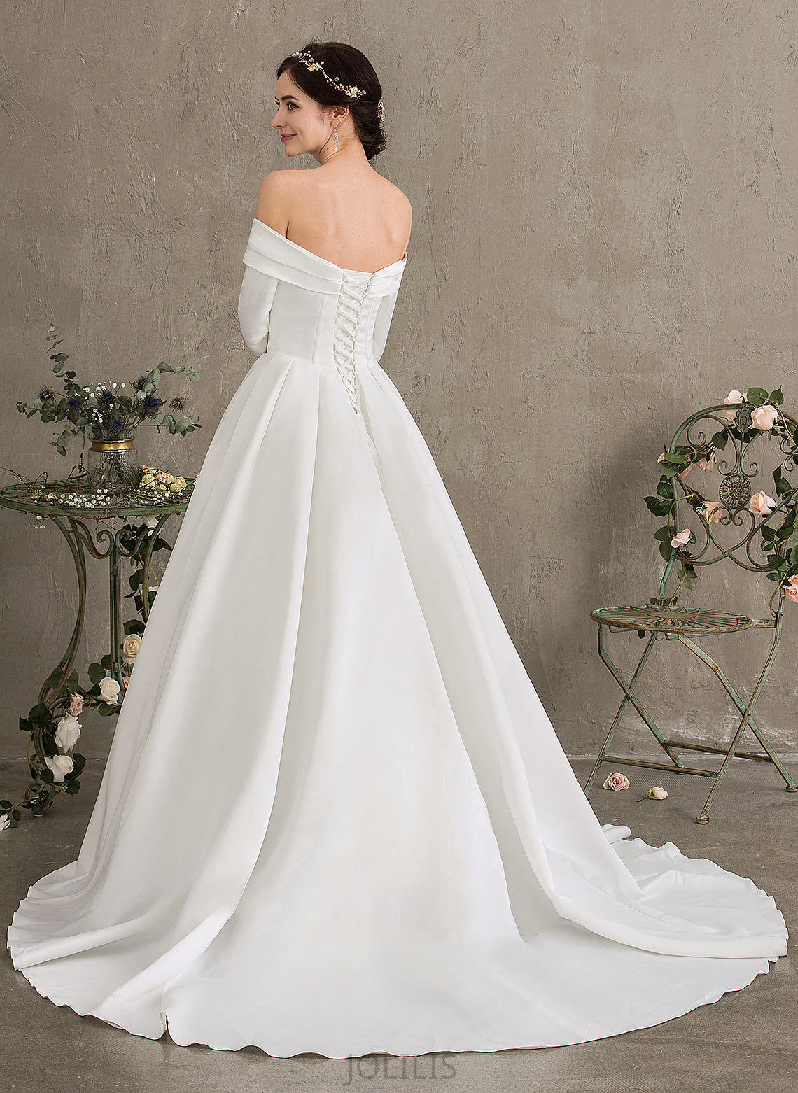 Ball-Gown/Princess Court Wedding Satin Wedding Dresses Train Gillian Dress