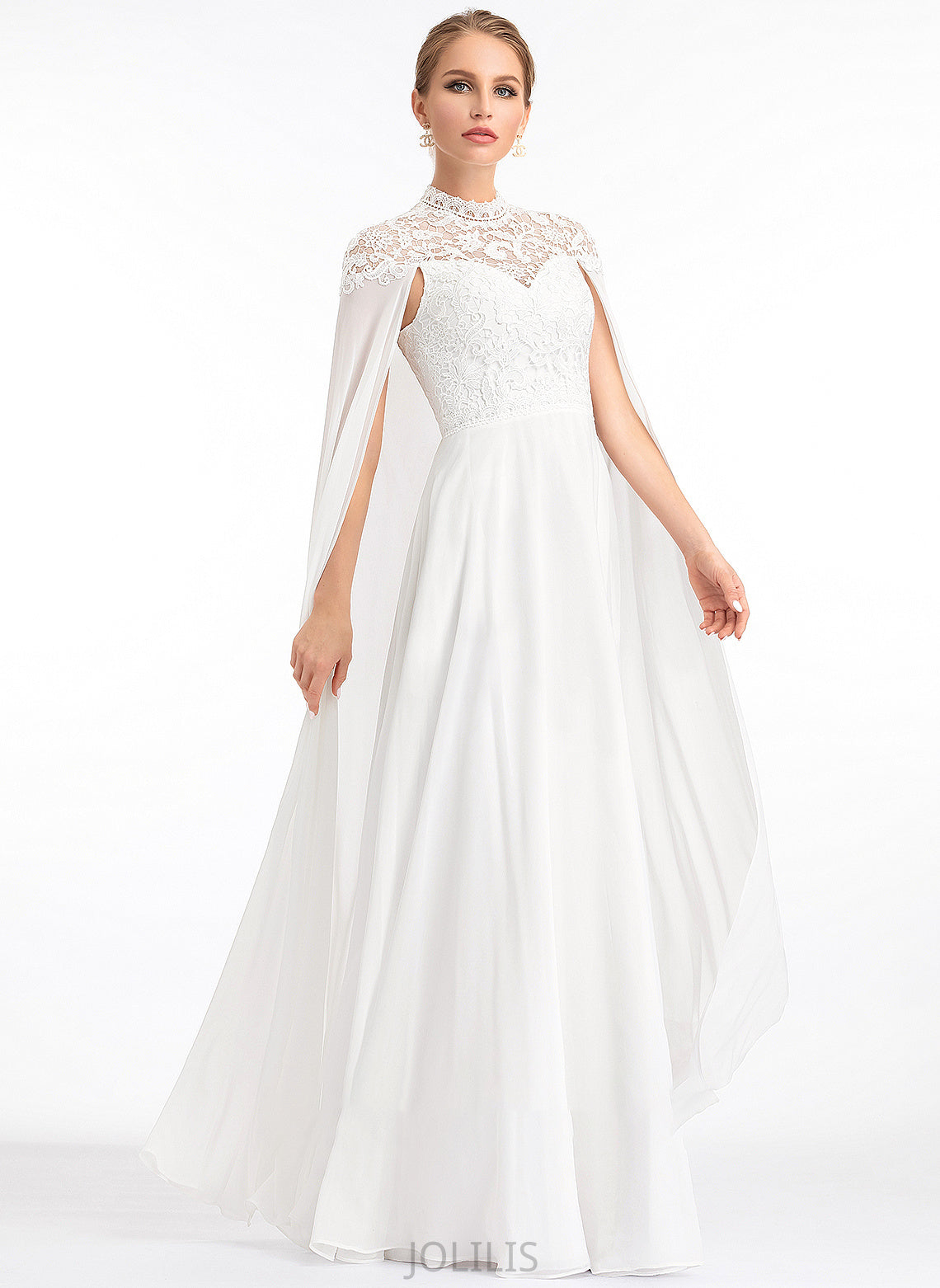 Wedding Dresses A-Line Wedding High Floor-Length Neck Chiffon Simone Dress