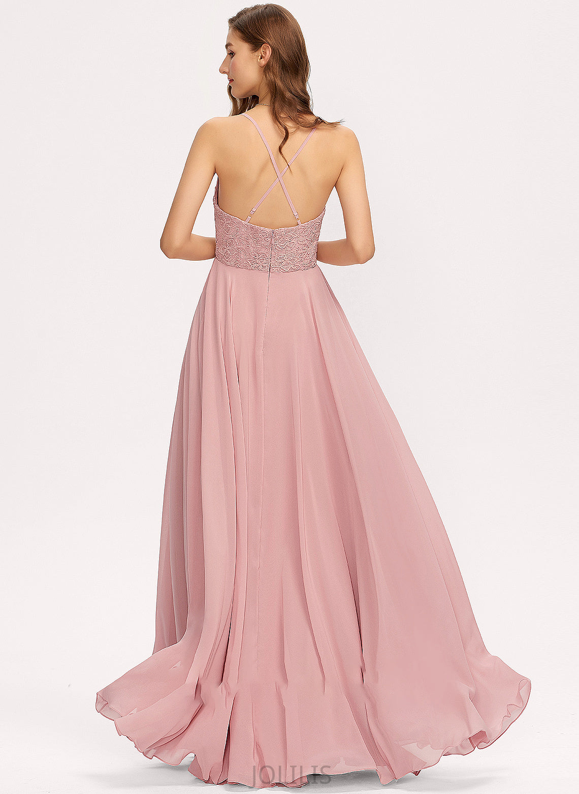 A-Line Prom Dresses V-neck Chiffon Floor-Length Isabella