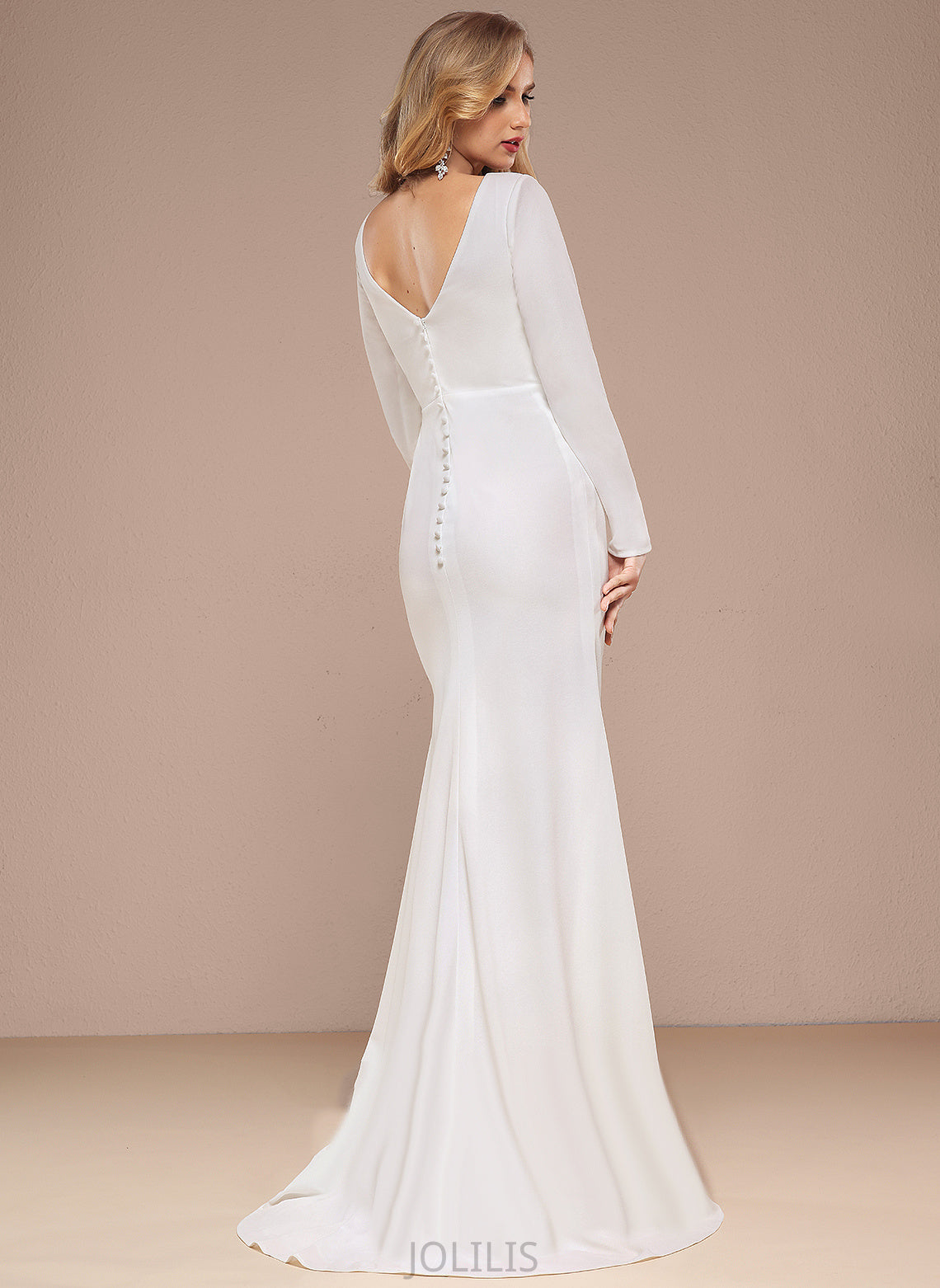 Wedding Chiffon Sweep Dress V-neck Wedding Dresses A-Line Jaylyn Train