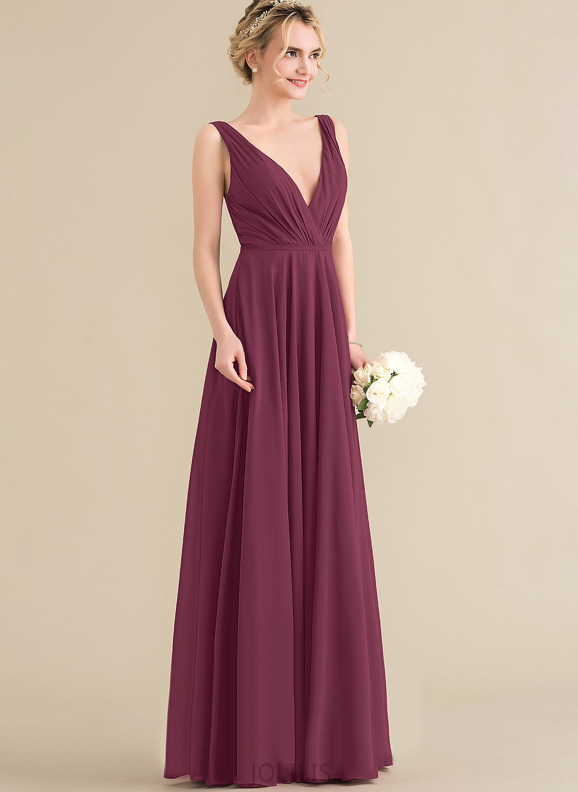 Prom Dresses Pleated Jemima Floor-Length With Chiffon A-Line V-neck