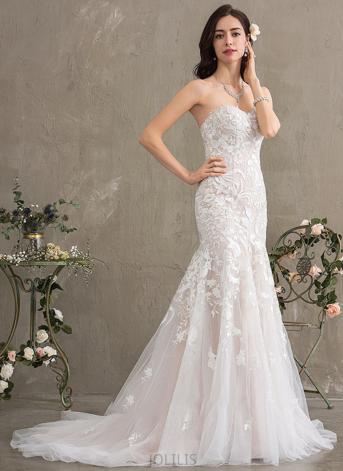 Dress Lace Wedding Dresses Tulle Trumpet/Mermaid Sweetheart Mckinley Court Wedding Train