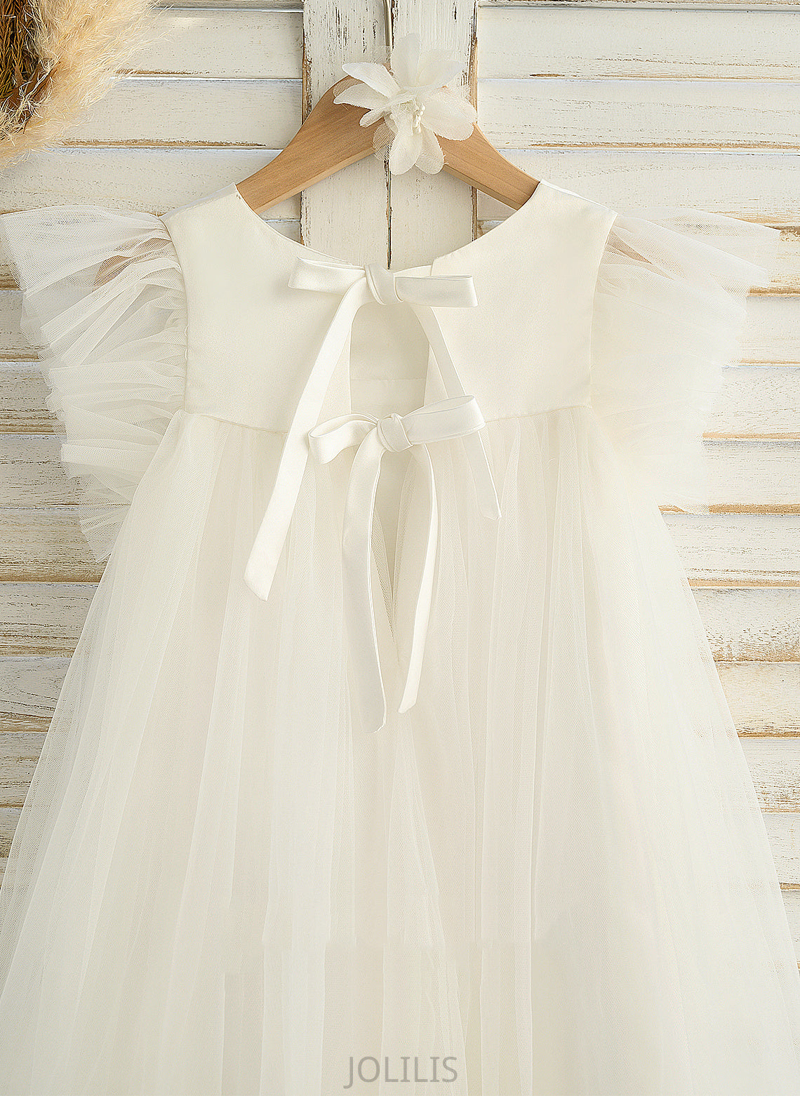 Flower Girl Dresses Flower Scoop With - Sleeveless Girl Knee-length Abby Dress Neck Ruffles Satin/Tulle A-Line