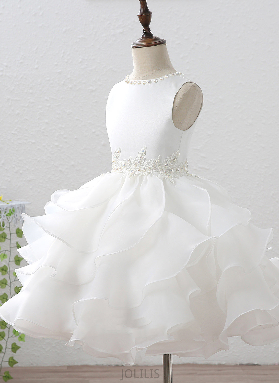 With - Harley Train Scoop Sleeveless Court Ruffles/Beading/Appliques Dress Girl Flower Girl Dresses Ball-Gown/Princess Organza/Satin Neck Flower