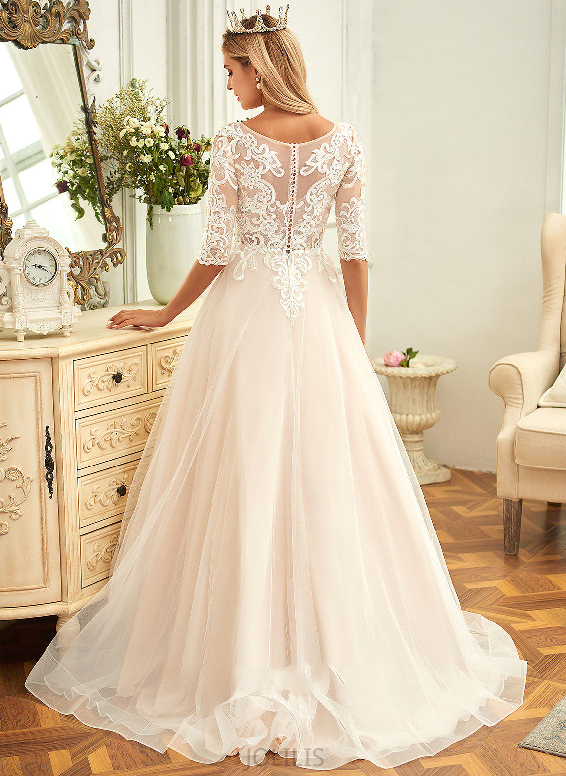 Dress Sweep Neck Scoop Train Tulle Francesca Wedding Ball-Gown/Princess Wedding Dresses Lace