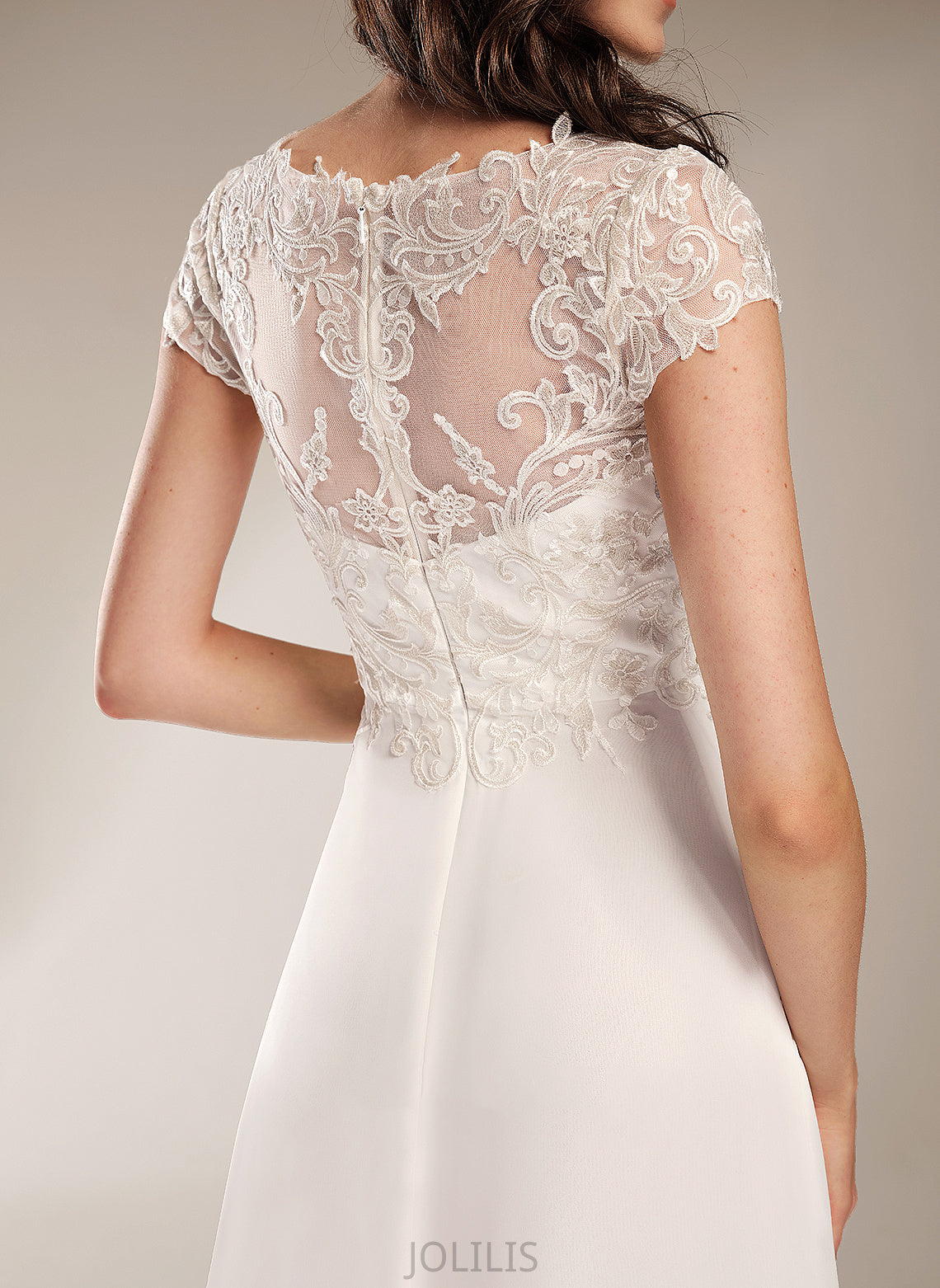 With Lace Chiffon Wedding Dresses Asymmetrical A-Line Wedding Dress Zara V-neck