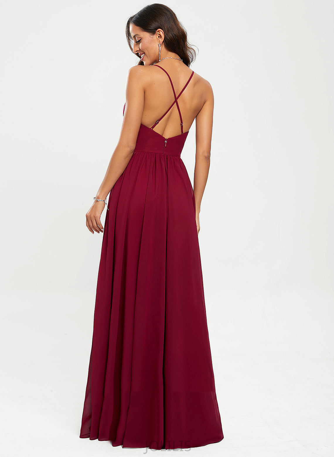 A-Line Tiana V-neck Floor-Length Prom Dresses Chiffon