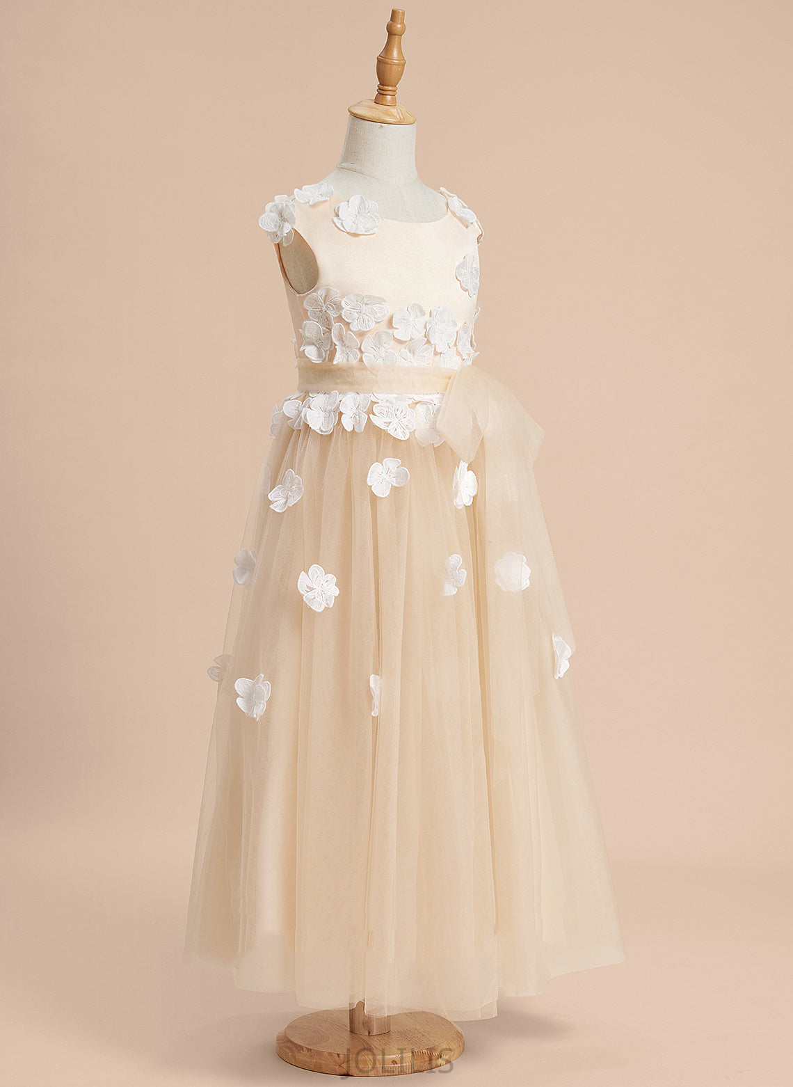 Flower Tulle Ankle-length Lace/Flower(s) - With Sleeveless Scoop Dress Girl Gracelyn A-Line Neck Flower Girl Dresses