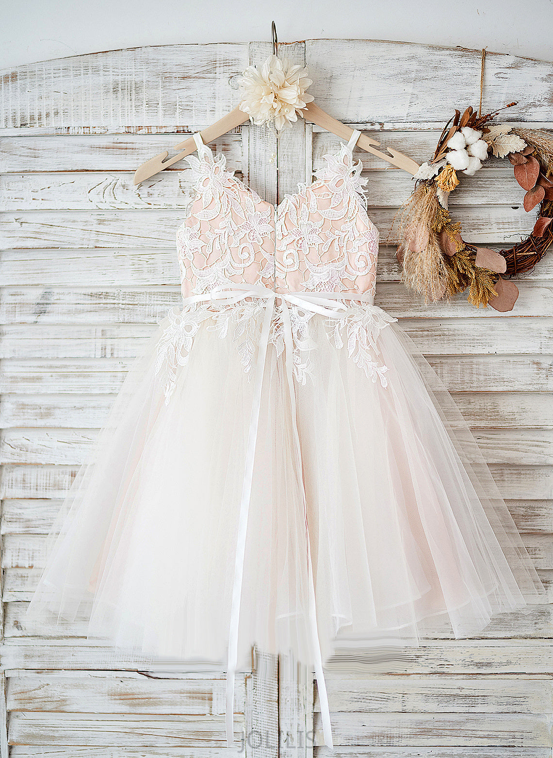 Tulle/Lace Girl Straps Elsa - Dress A-Line Sleeveless Knee-length Flower Flower Girl Dresses