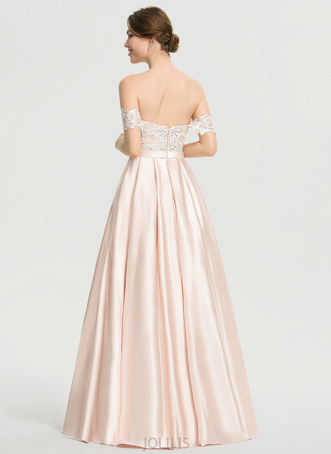 Floor-Length Lace Wedding Micaela Dress Wedding Dresses Sequins Off-the-Shoulder With Satin Ball-Gown/Princess