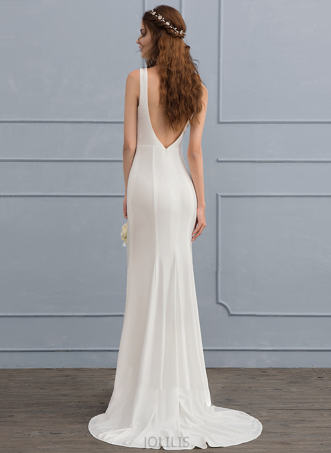 Neck Jersey Wedding Scoop Train Trumpet/Mermaid Megan Wedding Dresses Sweep Dress