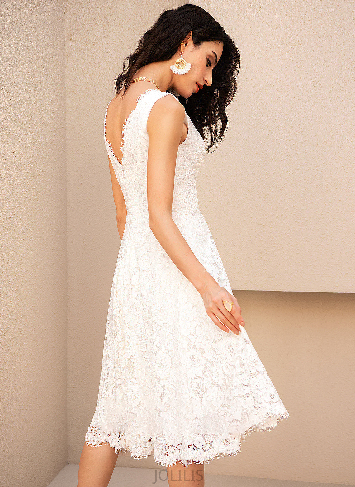 V-neck Knee-Length A-Line Wedding Dress Kiara Wedding Dresses