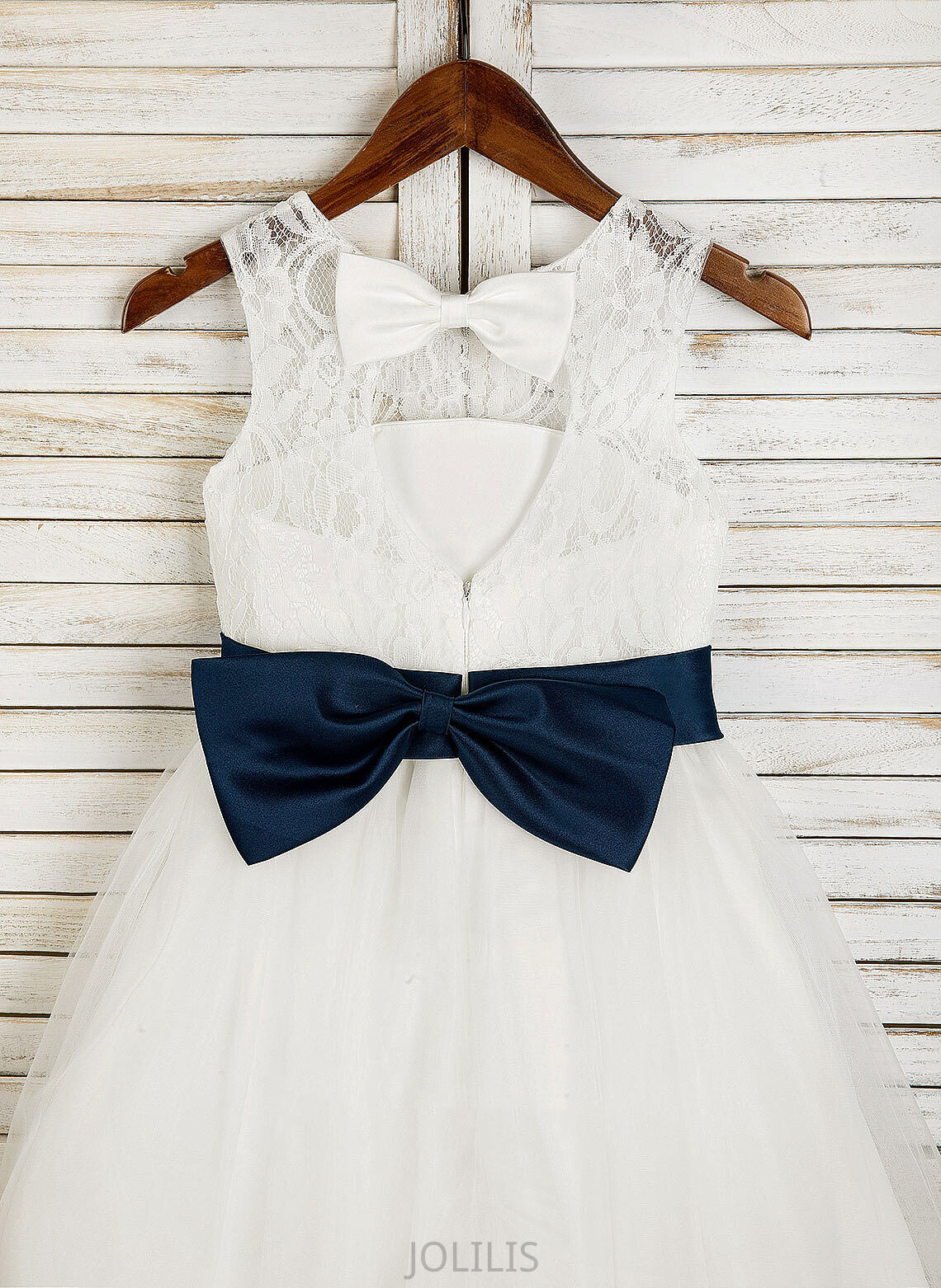 '- Flower Girl Dresses Flower Neck Tulle/Lace Sash/Bow(s)/Back Tea-length Scoop Sleeveless Hole A-Line/Princess Dress Girl (Undetachable Haley sash) With