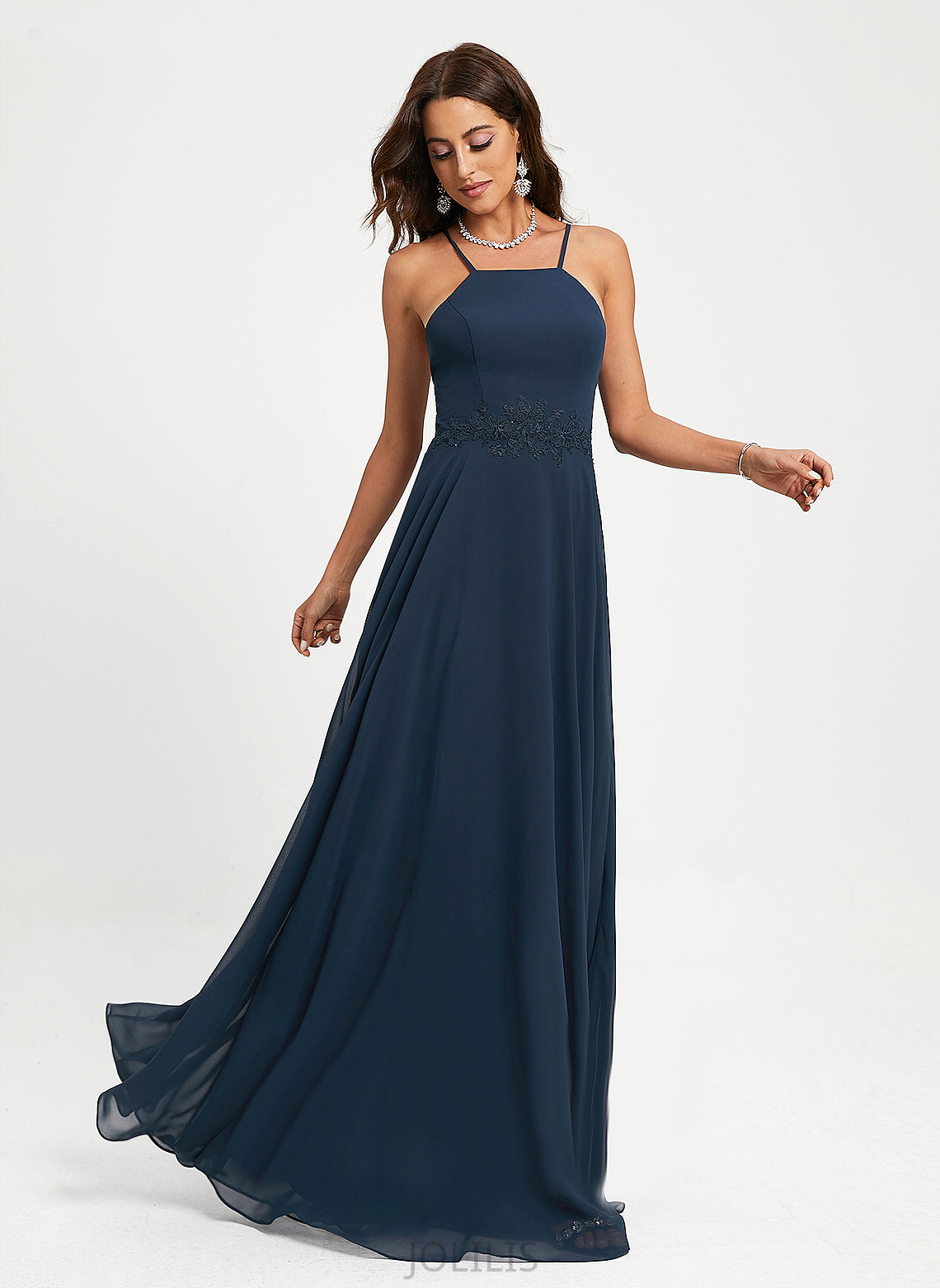 Chiffon Mignon Prom Dresses Lace A-Line Floor-Length Halter