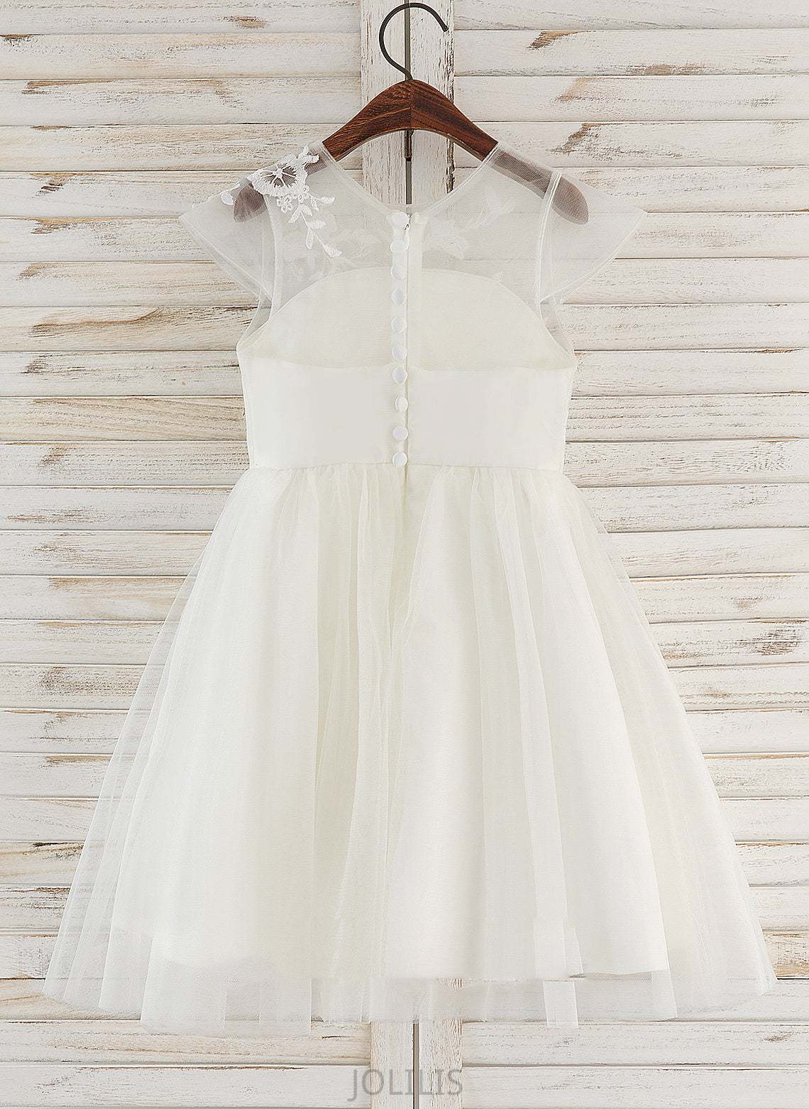 Dress Flower A-Line Girl - Tulle/Lace Sleeveless Flower Girl Dresses Caroline Knee-length Scoop Neck