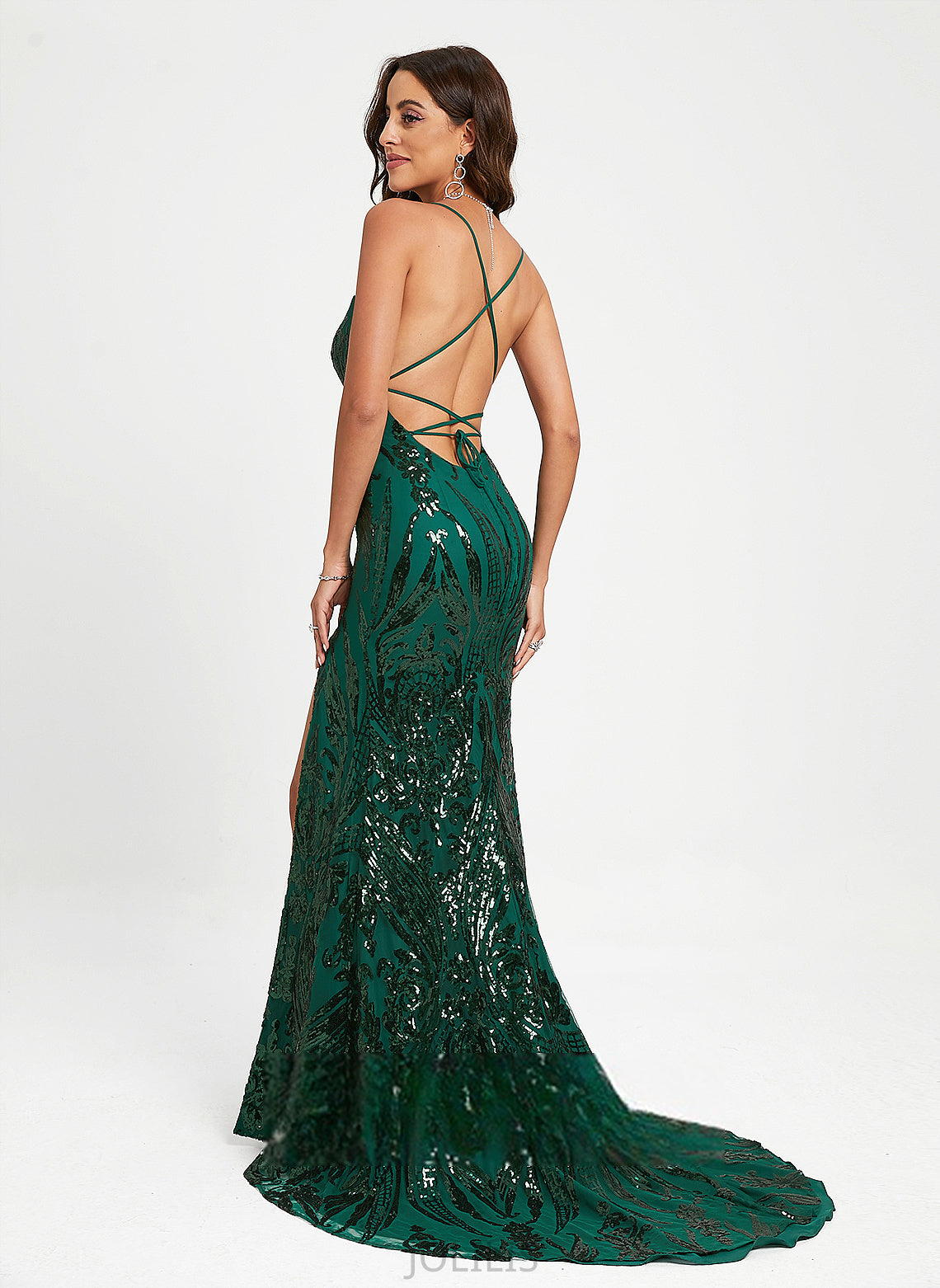 Scoop Lailah Train With Trumpet/Mermaid Sequined Prom Dresses Sequins Sweep