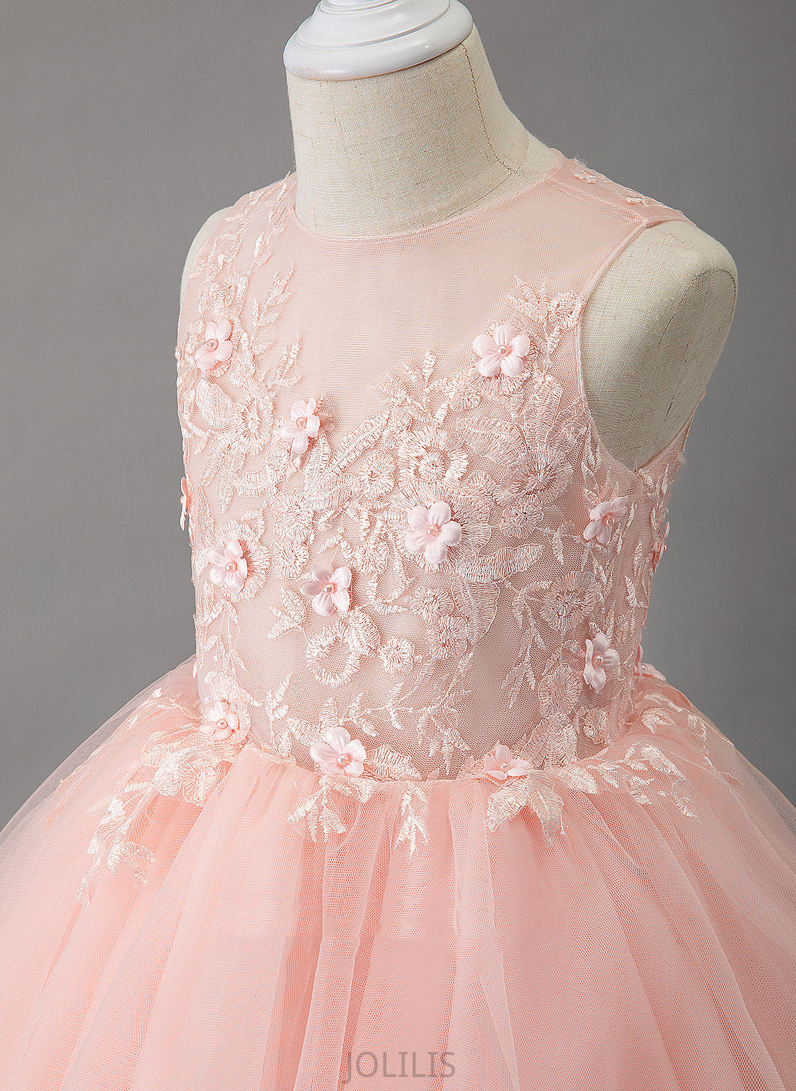 Flower Flower Girl Dresses Knee-length - Scoop With Girl Sleeveless Neck Tulle/Lace Lace/Beading Ball-Gown/Princess Kay Dress