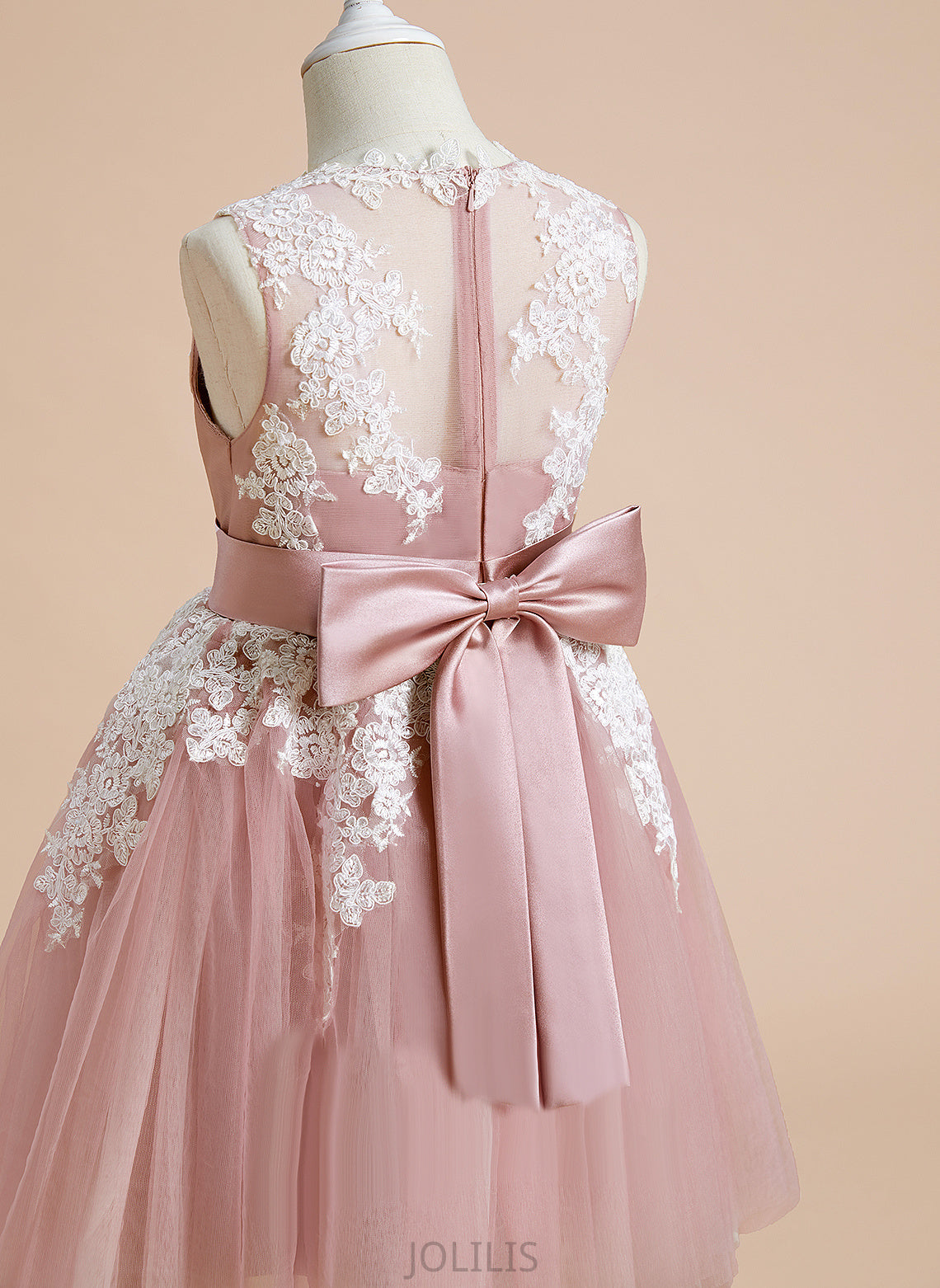 Girl Bow(s) A-Line Tulle/Lace Sleeveless Knee-length - Dress V-neck With Kaley Flower Girl Dresses Flower