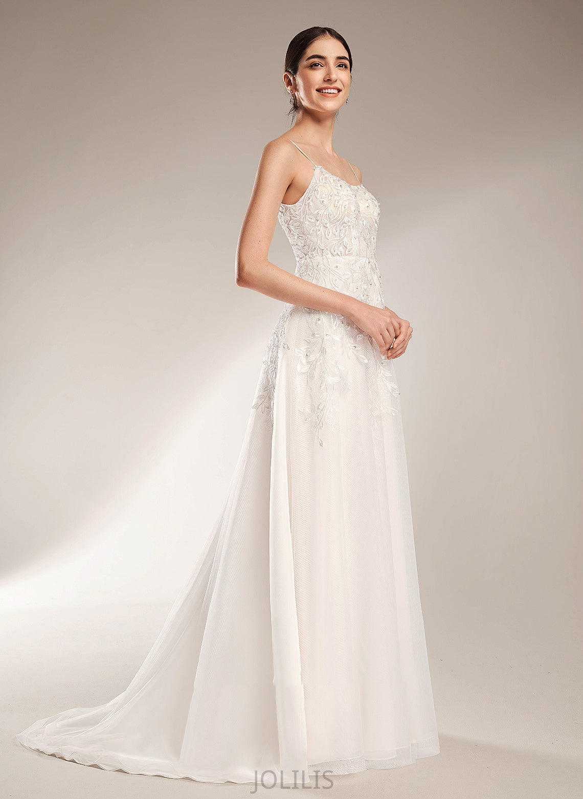 Court Square Sequins Train Wedding Pancy A-Line Wedding Dresses Beading With Dress Neckline