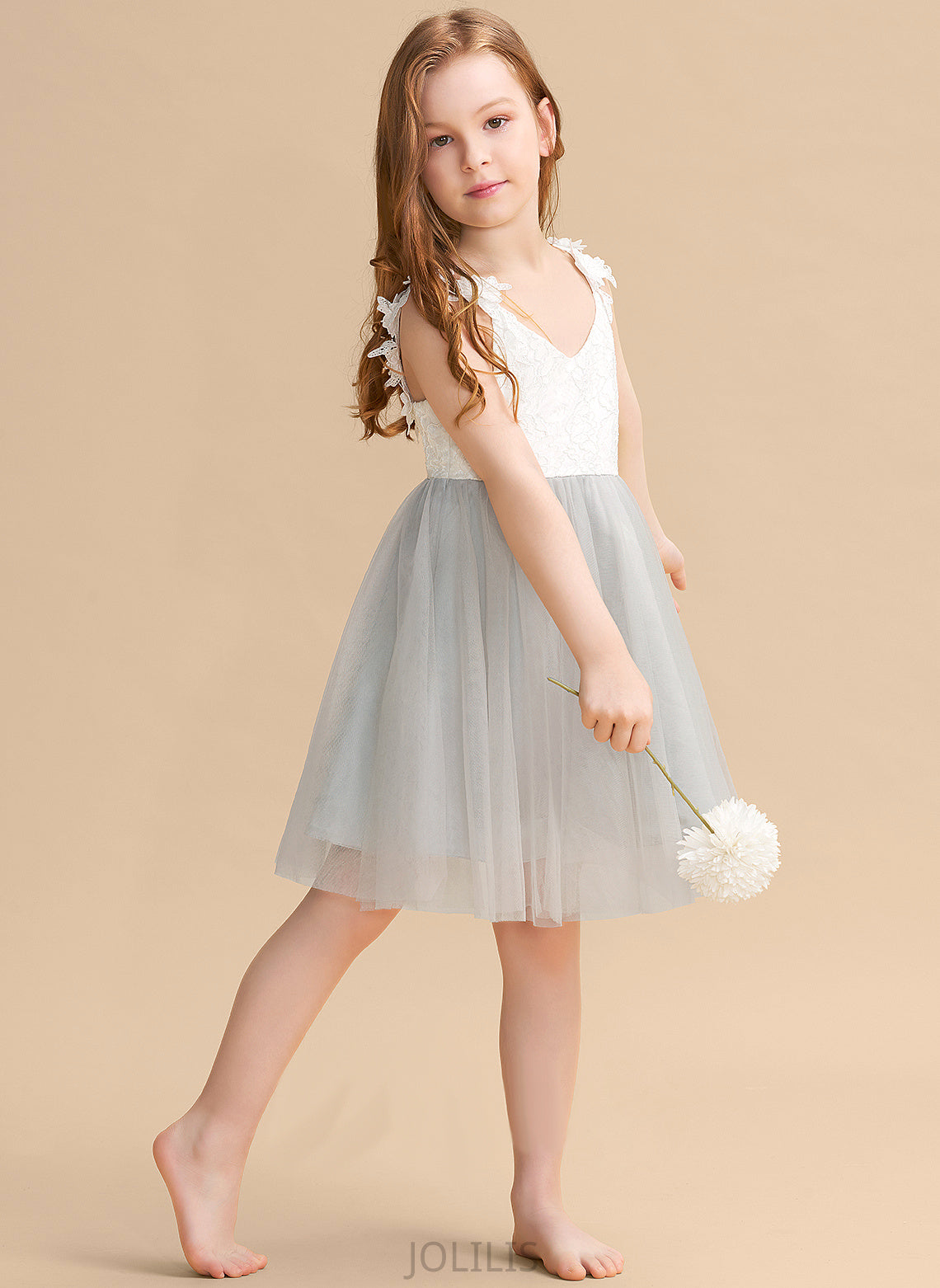 Dress Tulle/Lace Allyson Flower Knee-length Flower Girl Dresses Sleeveless A-Line V-neck Girl -