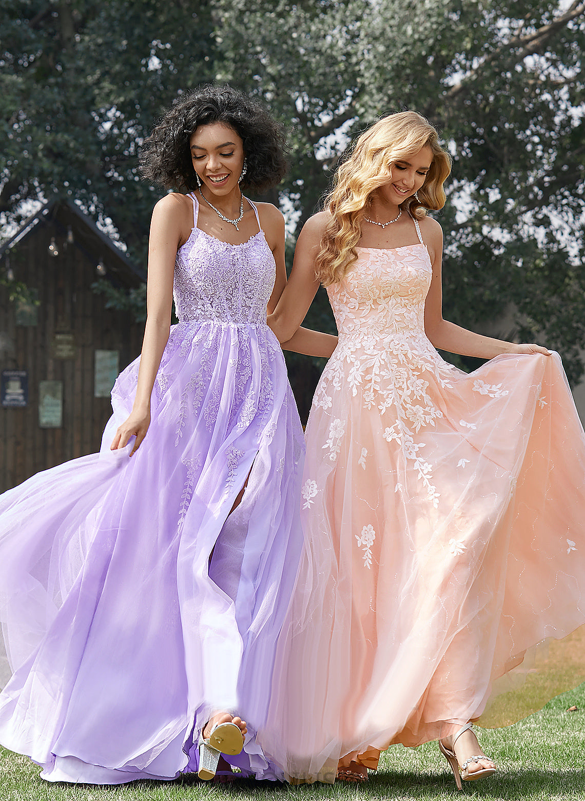 Ball-Gown/Princess Regan Sequins Floor-Length Square With Prom Dresses Tulle