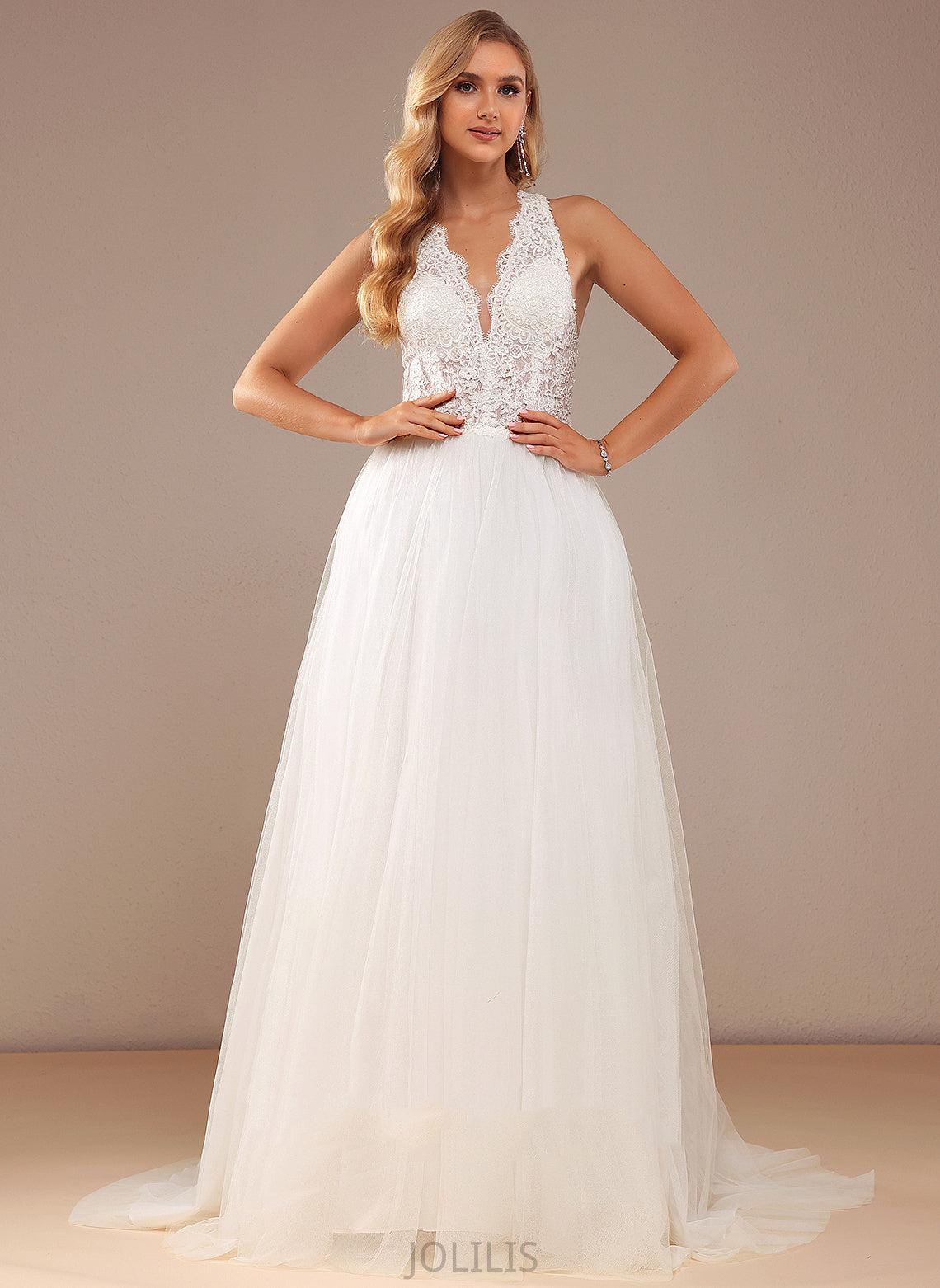 With Lace Ball-Gown/Princess Wedding Dress Eliana Court Lace Sequins V-neck Train Wedding Dresses Tulle