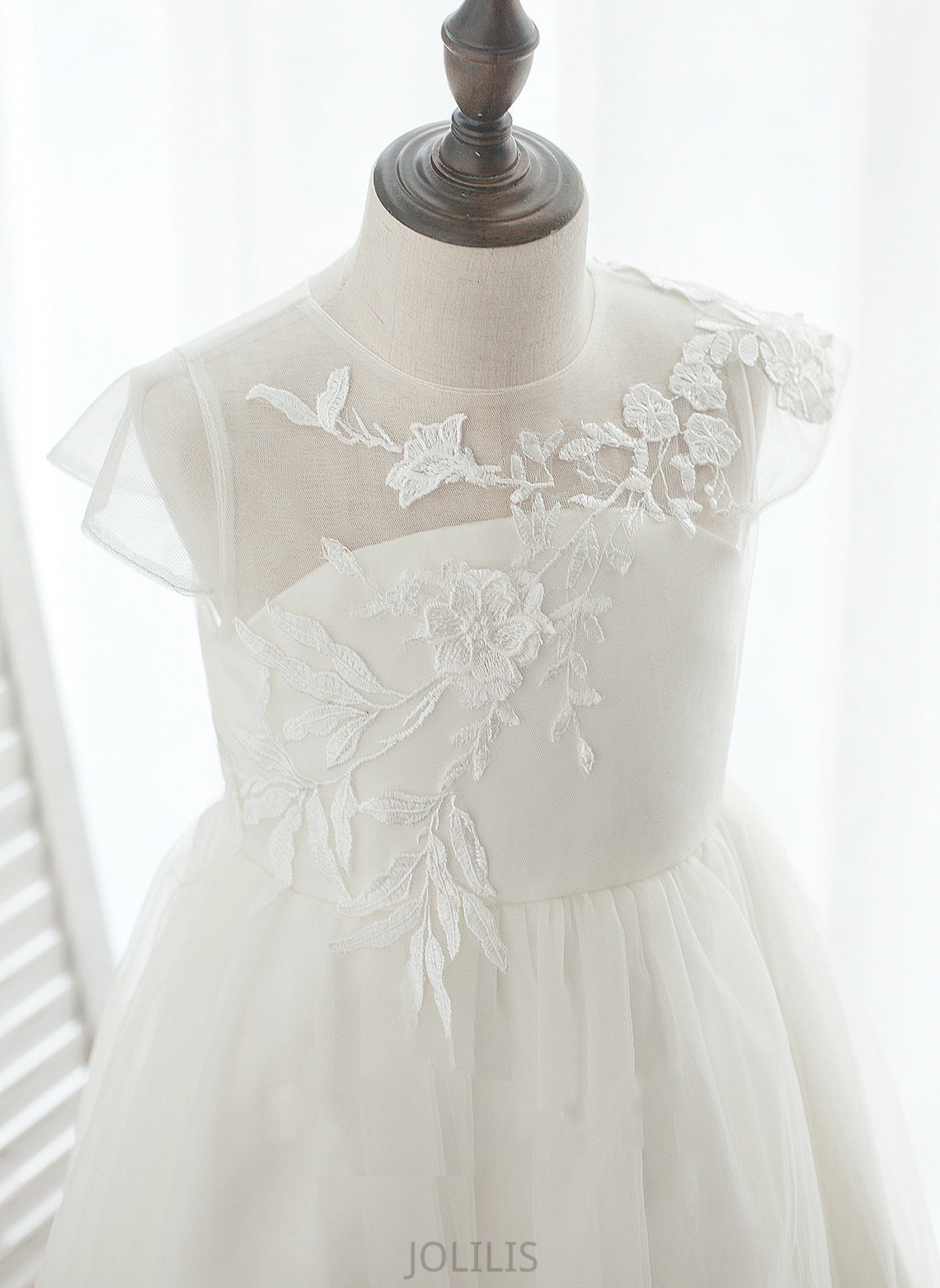 Dress Flower A-Line Girl - Tulle/Lace Sleeveless Flower Girl Dresses Caroline Knee-length Scoop Neck