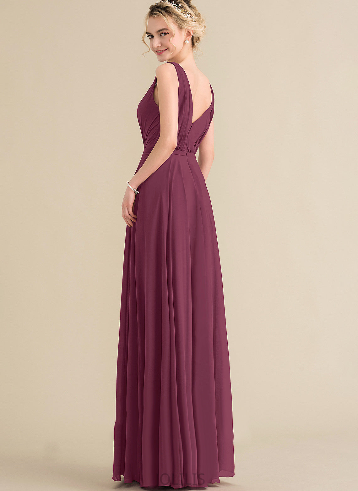 Prom Dresses Pleated Jemima Floor-Length With Chiffon A-Line V-neck