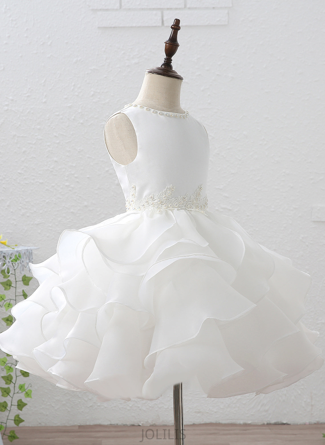 With - Harley Train Scoop Sleeveless Court Ruffles/Beading/Appliques Dress Girl Flower Girl Dresses Ball-Gown/Princess Organza/Satin Neck Flower