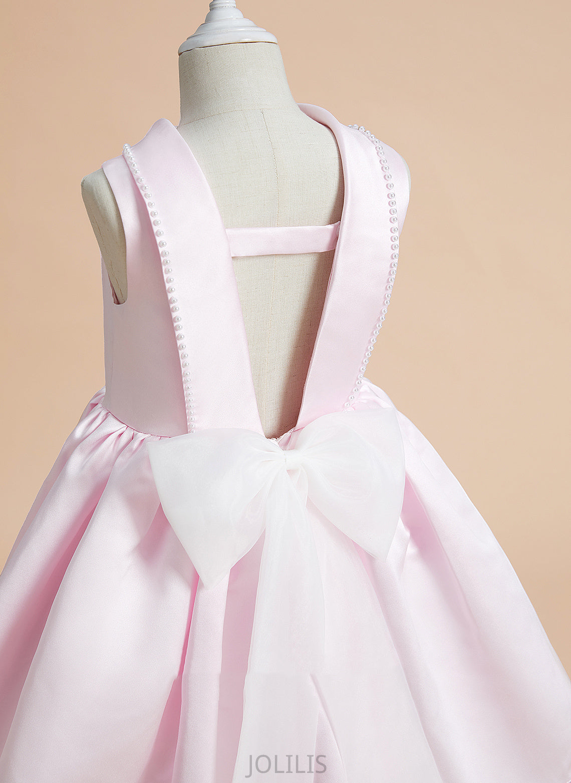 Flower Amelie Beading/Bow(s) Satin Scoop Knee-length - Flower Girl Dresses Dress Neck Sleeveless With A-Line Girl