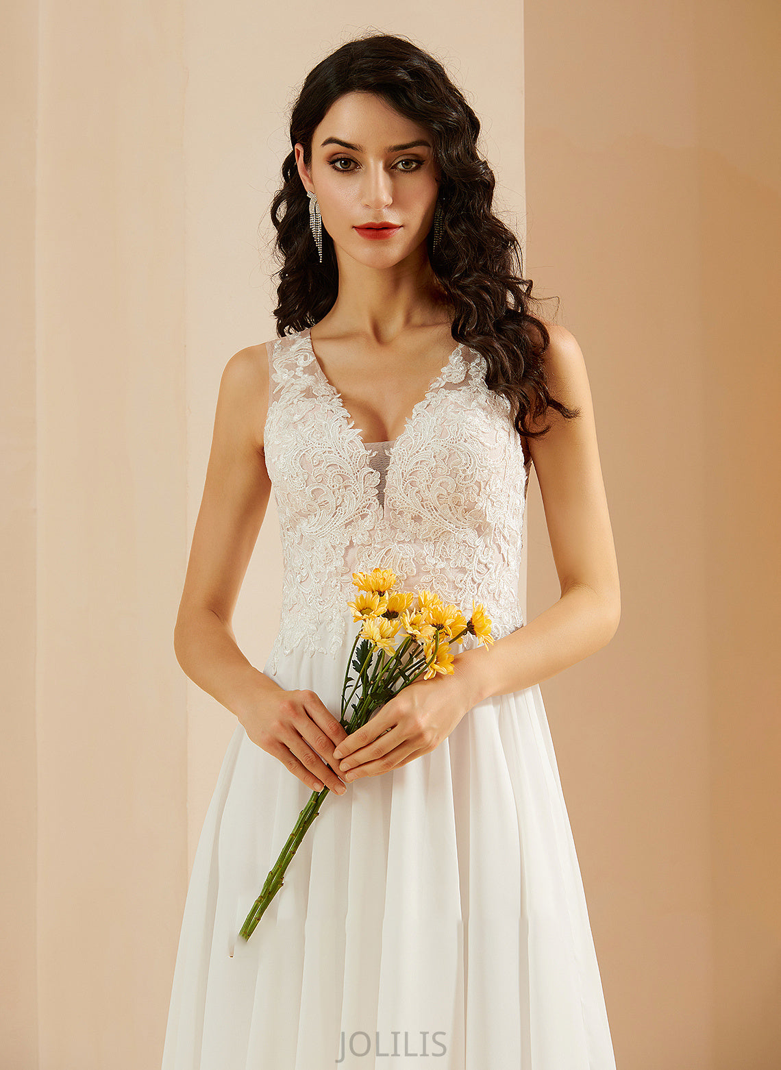 With V-neck Wedding Lace Dress Sequins Wedding Dresses Knee-Length Kathryn A-Line