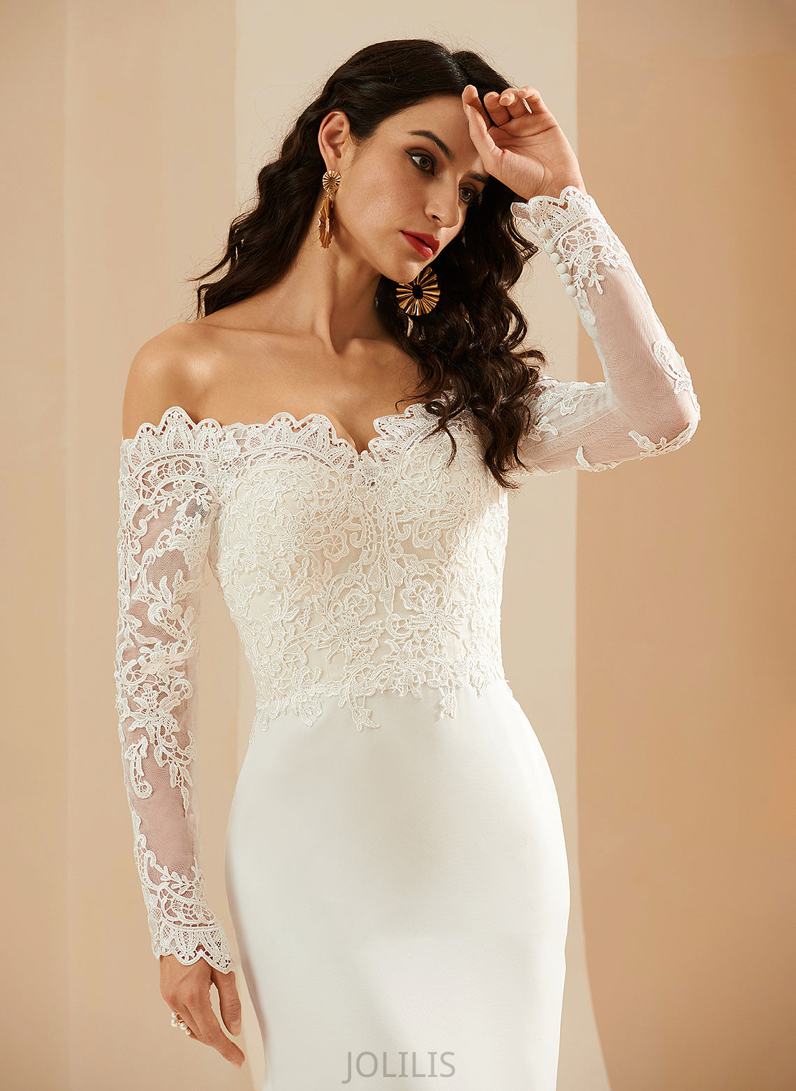 Off-the-Shoulder Train Wedding Dresses Wedding With Dress Lace Trumpet/Mermaid Court Kaleigh