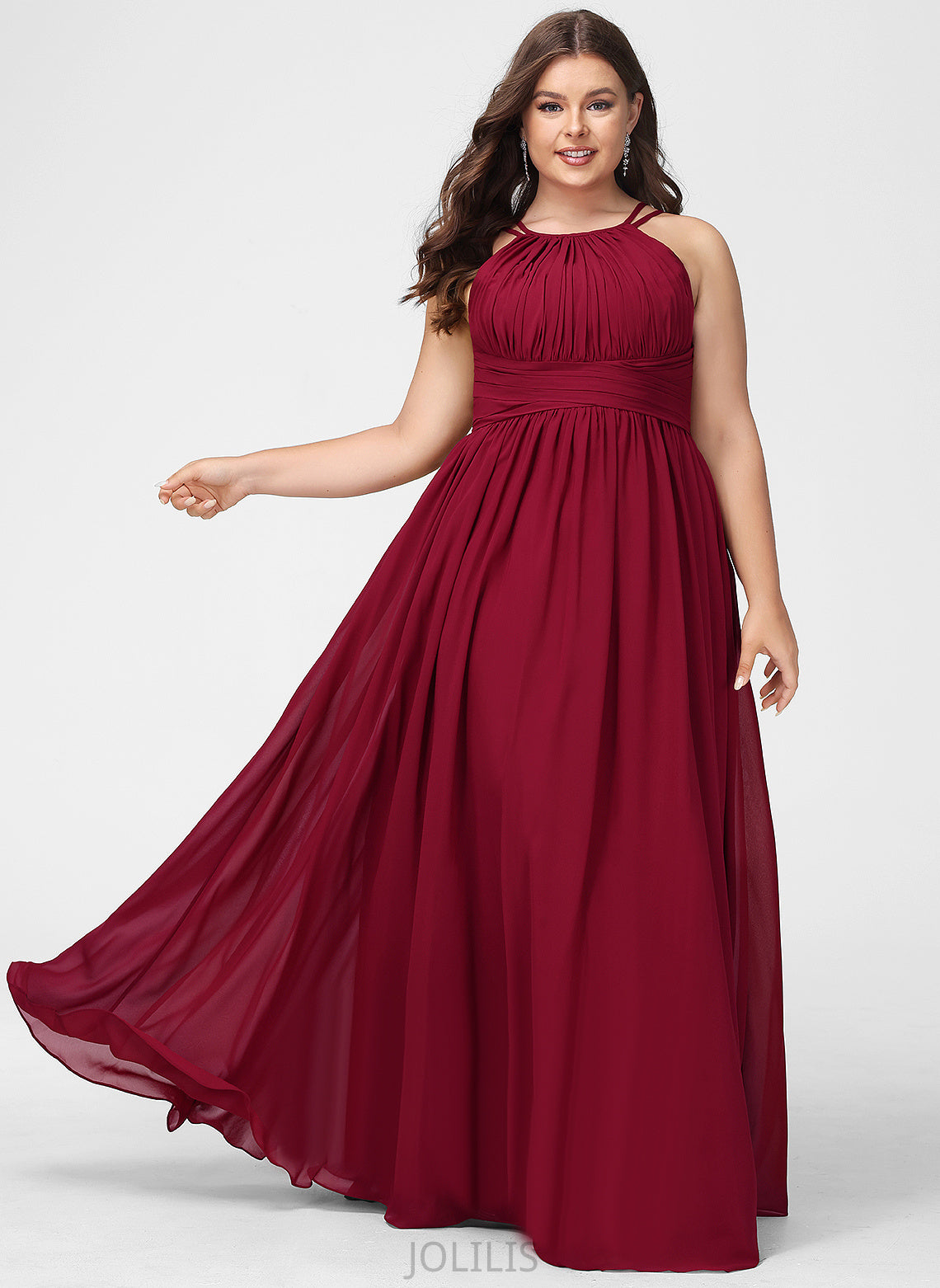 Chiffon Floor-Length Vera Prom Dresses Ruffle A-Line Scoop With