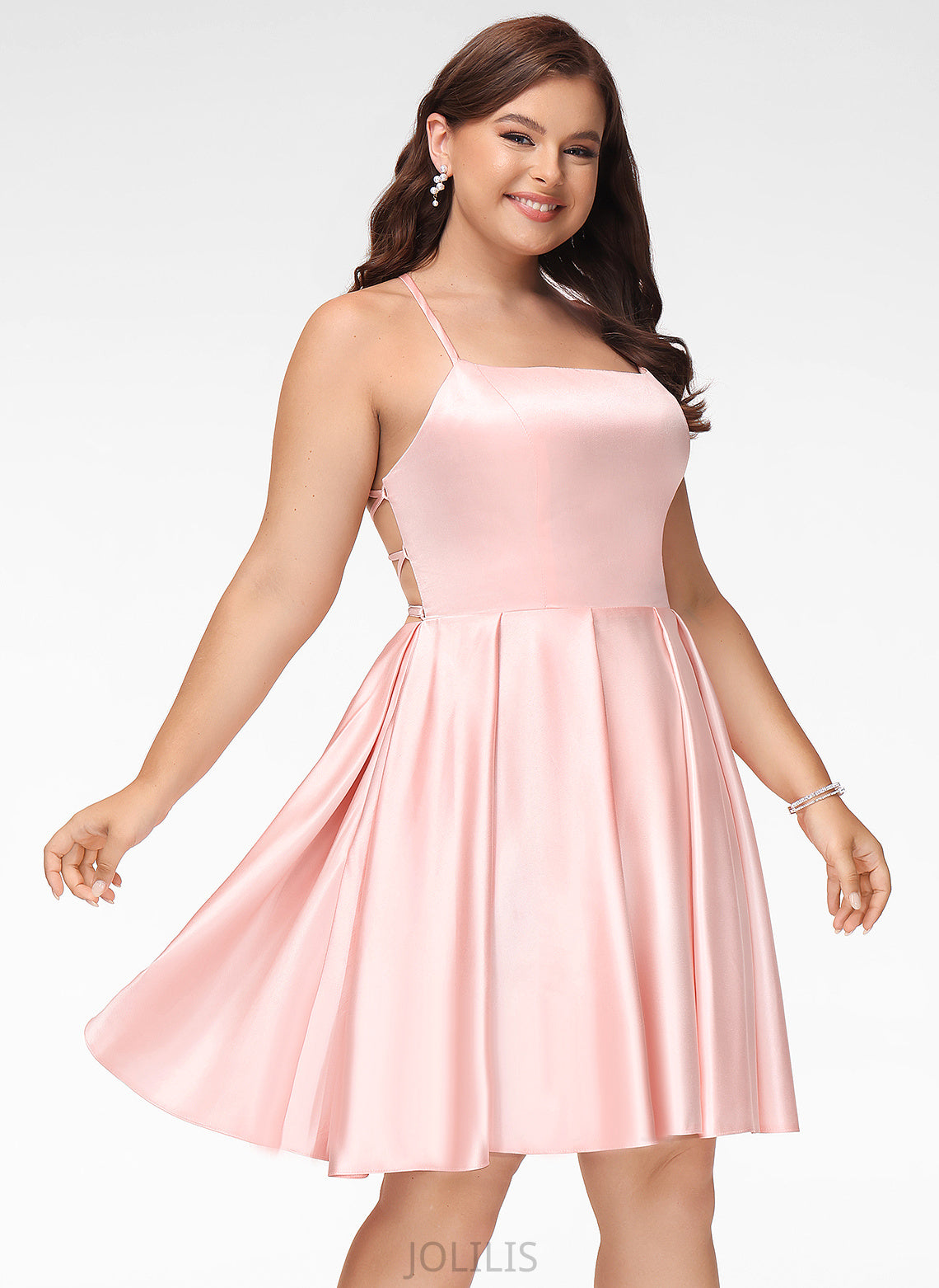 A-Line April Short/Mini Square Satin Prom Dresses