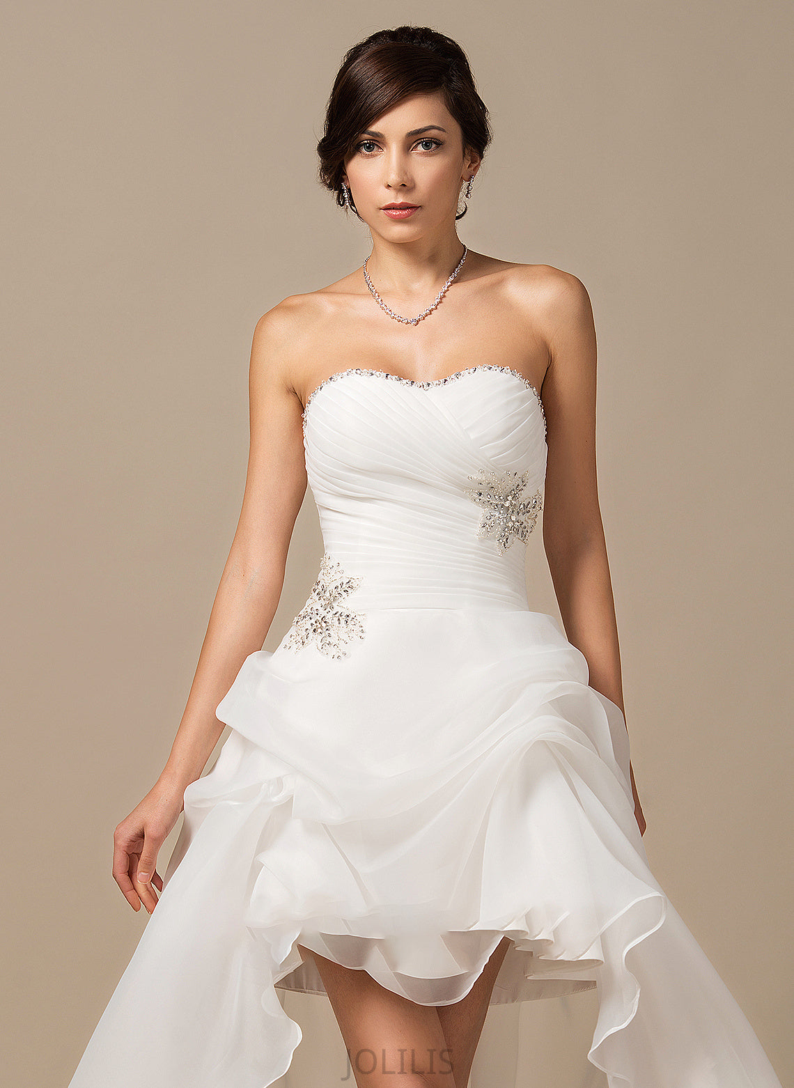 A-Line Asymmetrical Wedding Dresses Sequins With Wedding Iyana Organza Beading Ruffle Dress Sweetheart